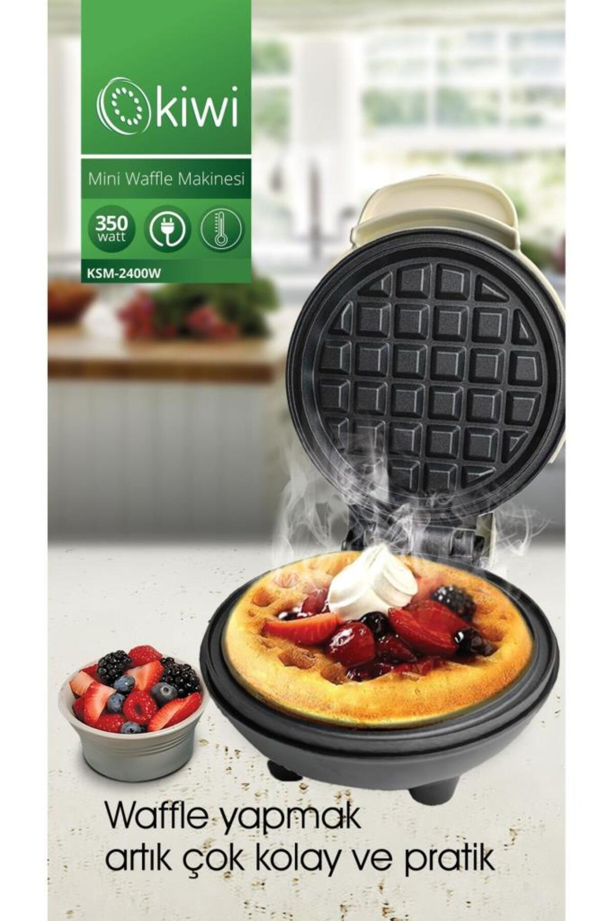 KIWI Mini KSM-2400w Yapışmaz Plakalı Waffle Makinesi Beyaz
