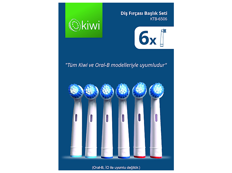 KIWI Ktb-6506 6'lı Diş Fırçası Yedek Başlığı Beyaz