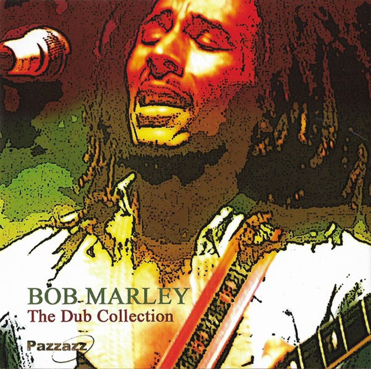 Albumcover toont Bob Marley. Titel is 'The Dub Collection'. Hij zingt, houdt gitaar vast. Achtergrond is kleurrijk.