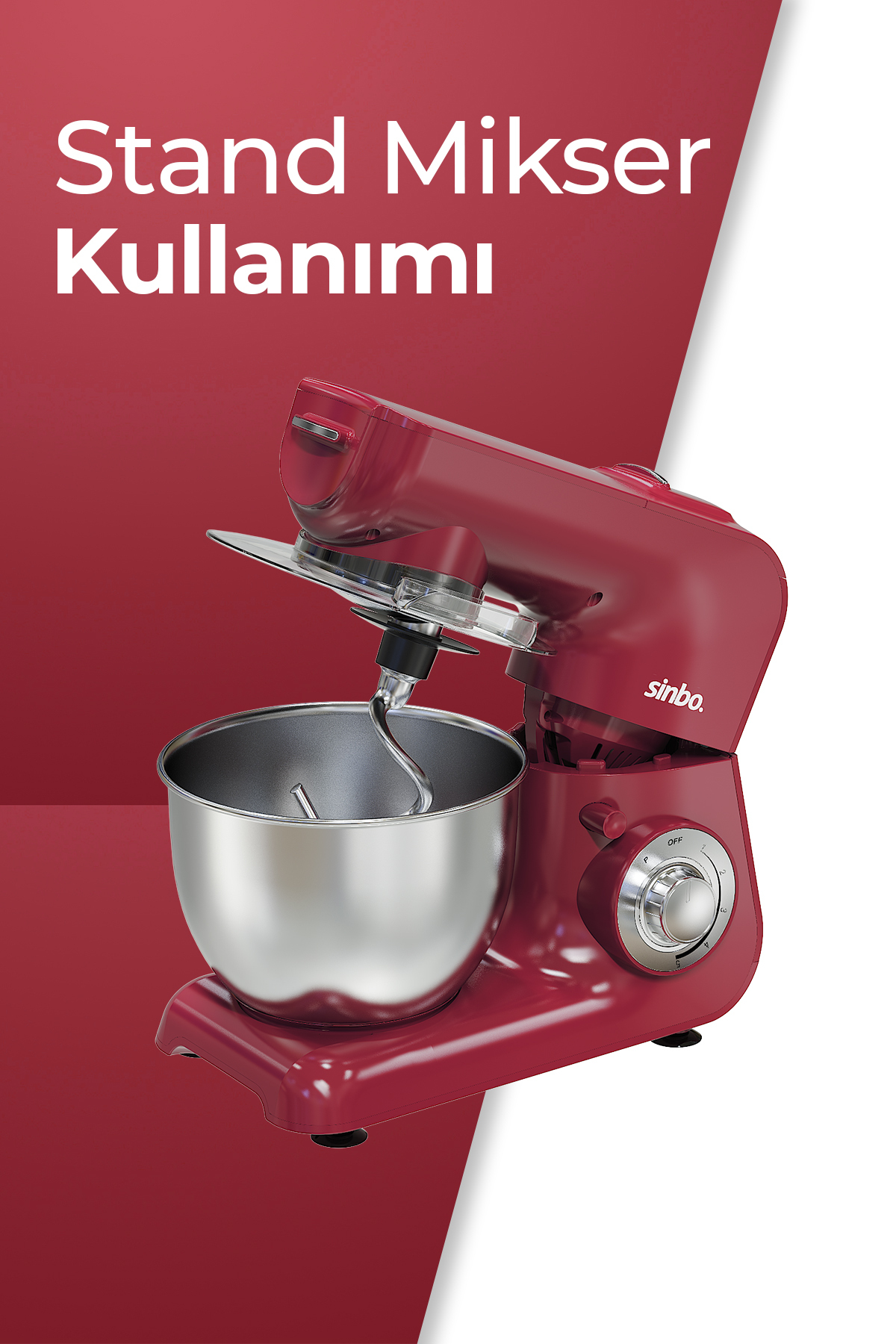 SINBO SMX-2775 Çok Amaçlı 3 in 1 Hamur Yoğurma,Kıyma Makinesi,Sürahi Blender 1500 W Mutfak Şefi Kırmızı