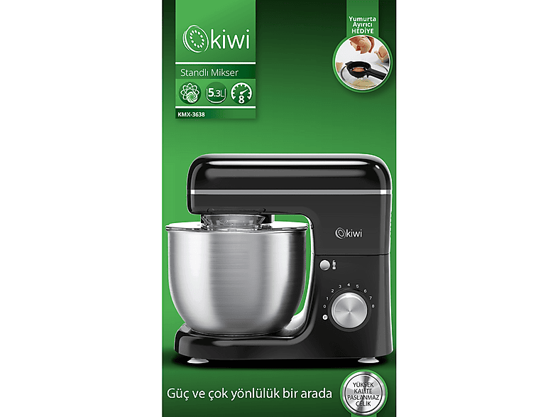 KIWI KMX-3638 5.3 L 8 Hız Kademeli 1300 W Mutfak Şefi Siyah Fiyat