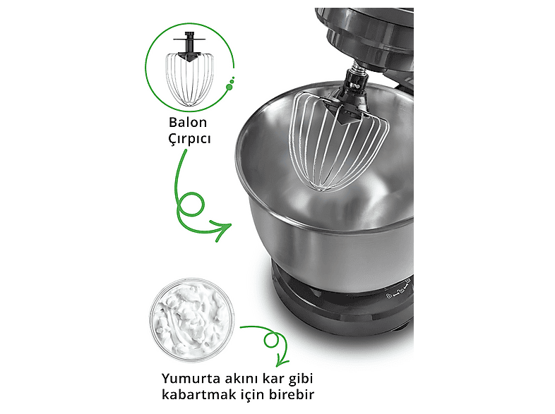 KIWI KMX-3638 5.3 L 8 Hız Kademeli 1300 W Mutfak Şefi Siyah Fiyat