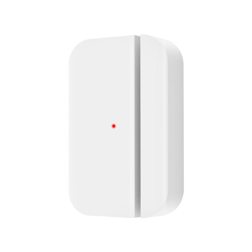 A white rectangular device with a red light. It has a vertical split down the middle and is isolated on a white background.