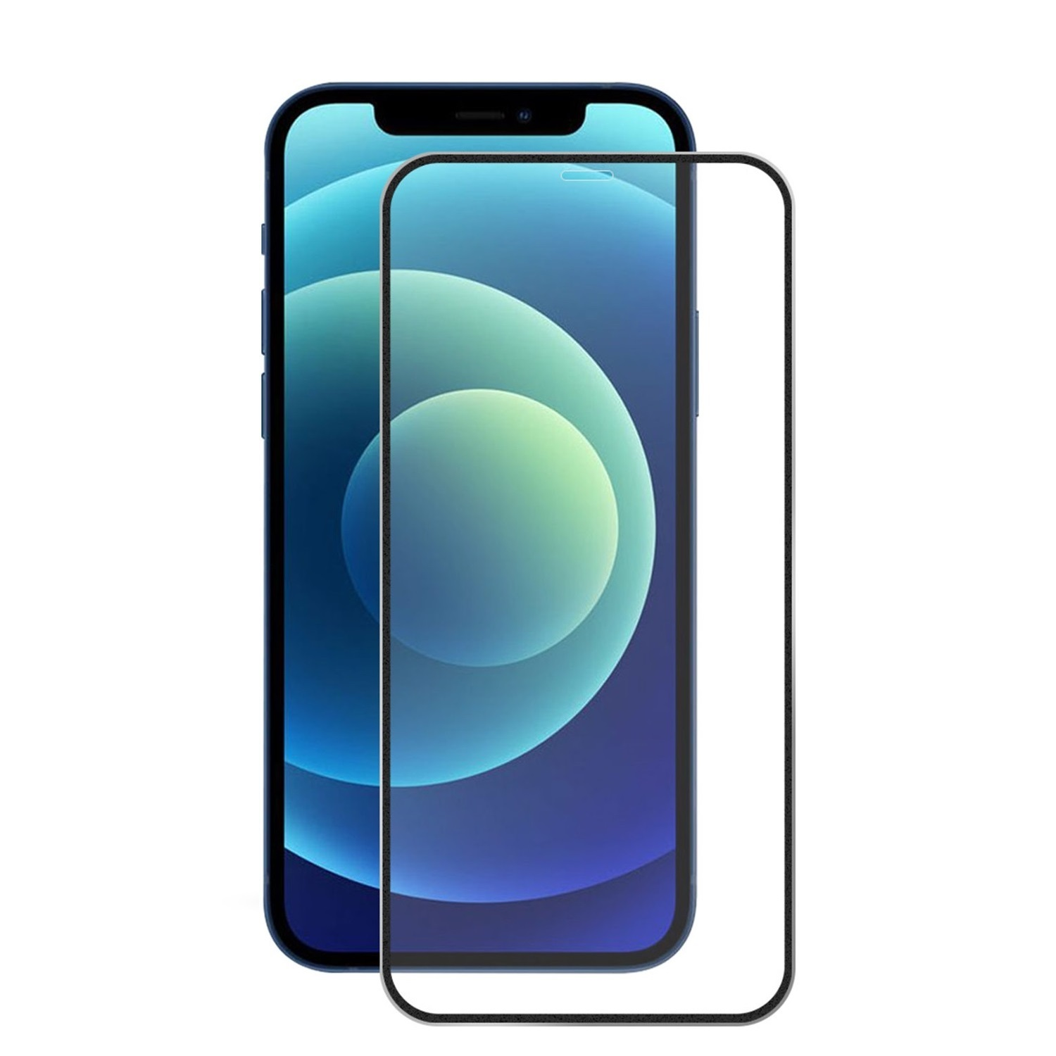 Ein blaues Smartphone mit aufgetragener Displayschutzfolie. Das Telefon hat eine blaue Rückseite und einen Farbverlauf.