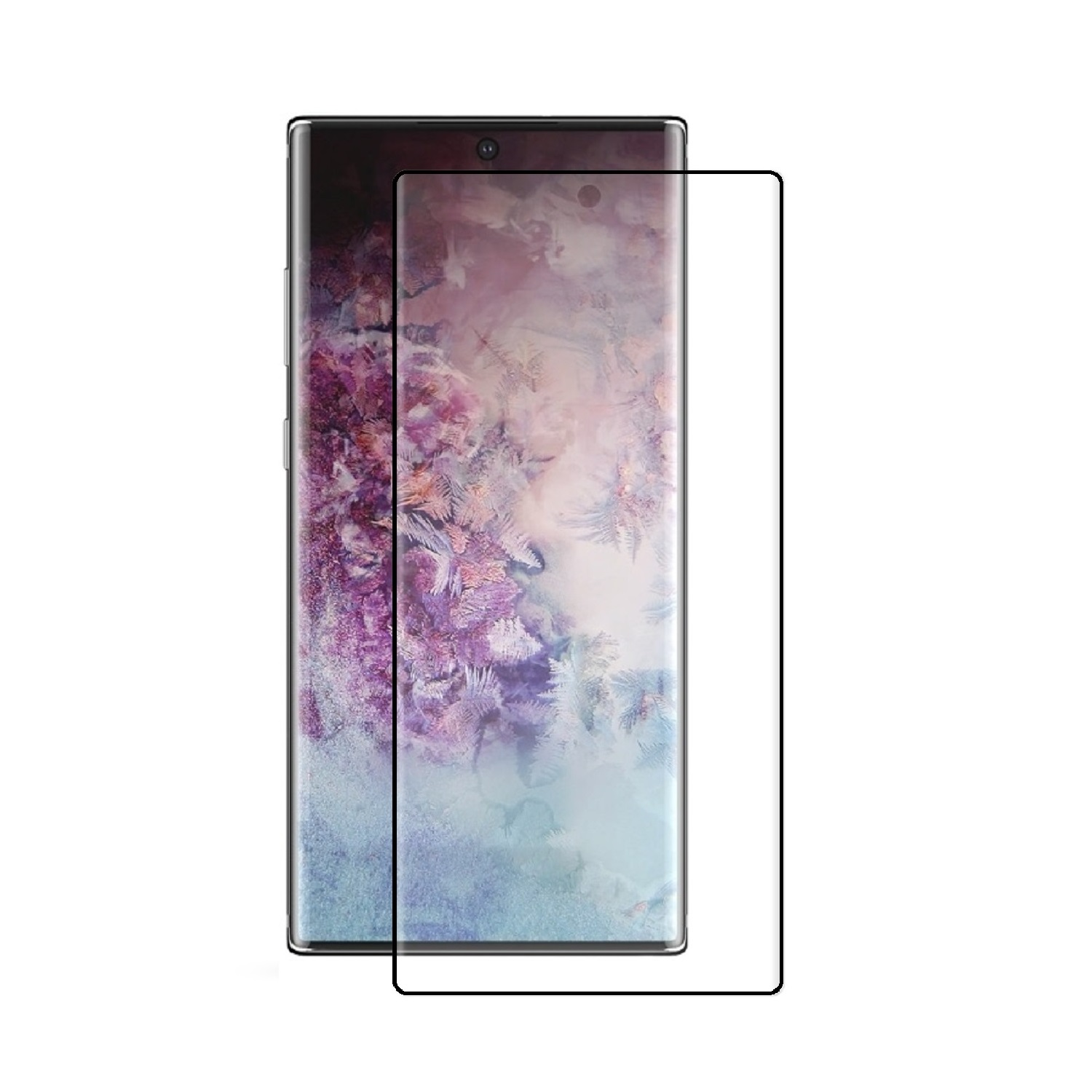 Ein Smartphone mit aufgebrachter Displayschutzfolie. Der Bildschirm zeigt ein farbenfrohes, abstraktes Muster.