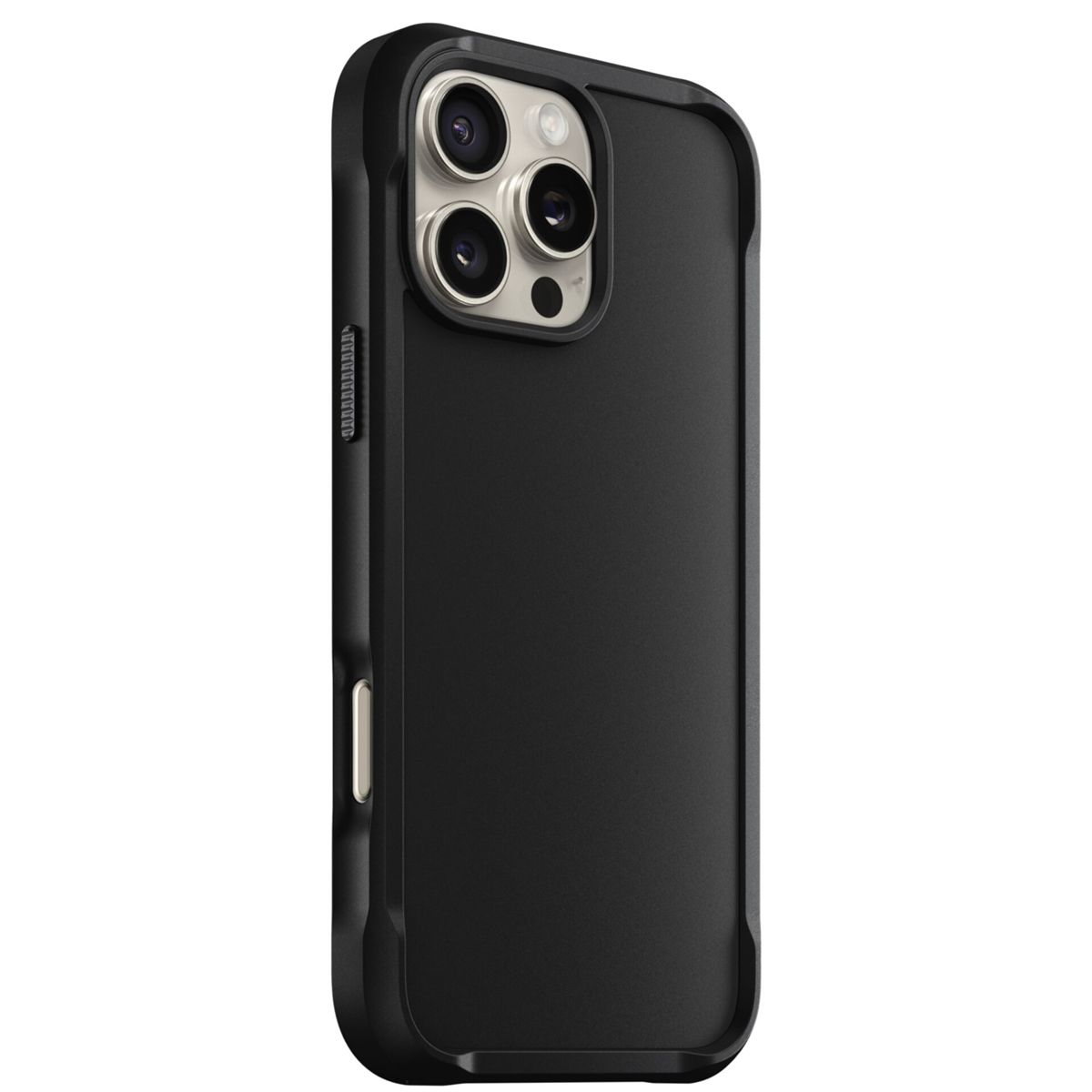 Schwarze Handyhülle mit Kameramodul mit drei Linsen. Die Hülle hat ein schützendes Design mit einem schlanken und modernen Look.