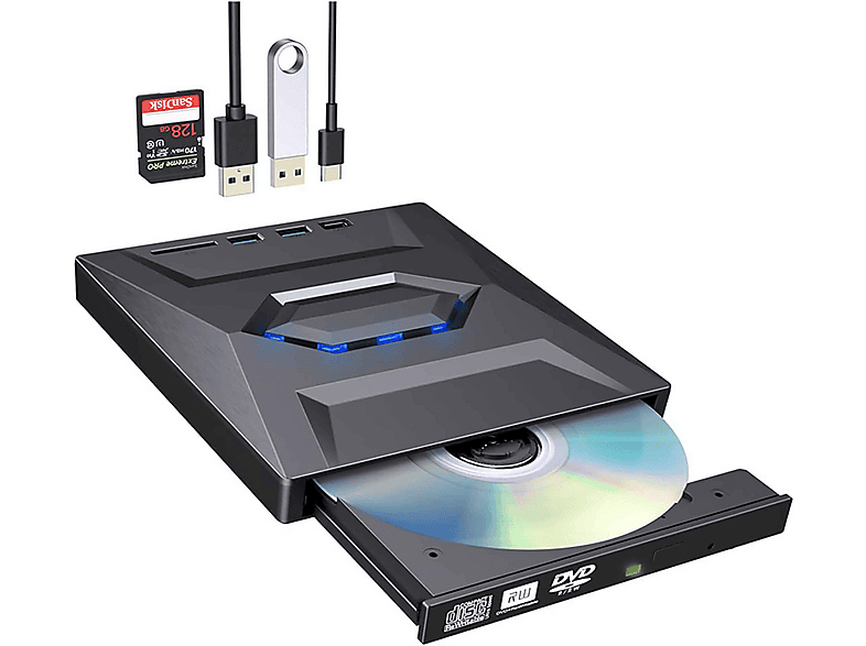 SUZAKUIN DVD-RW USB-C/A Hub SD TF extern CD/DVD Brenner