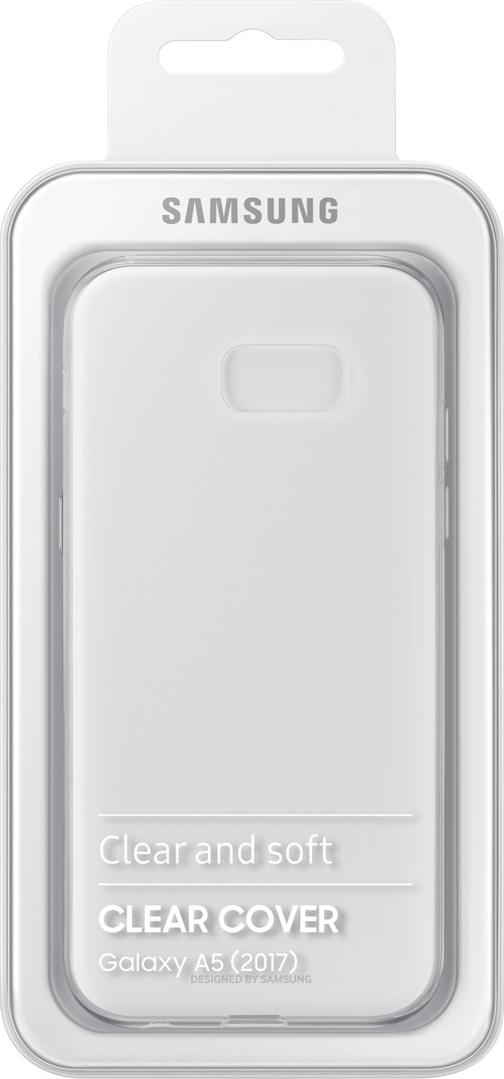 Una funda transparente Samsung para Galaxy A5 (2017). En un embalaje de plástico transparente con el logotipo de Samsung.