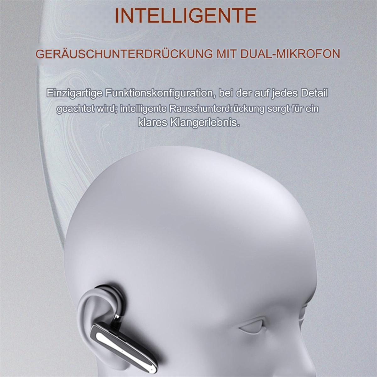 Eine 3D-Rendering zeigt einen weißen Kopf mit einem Ohrhörer. Der Text auf Deutsch lautet 'INTELLIGENTE' und beschreibt Geräuschunterdrückung.