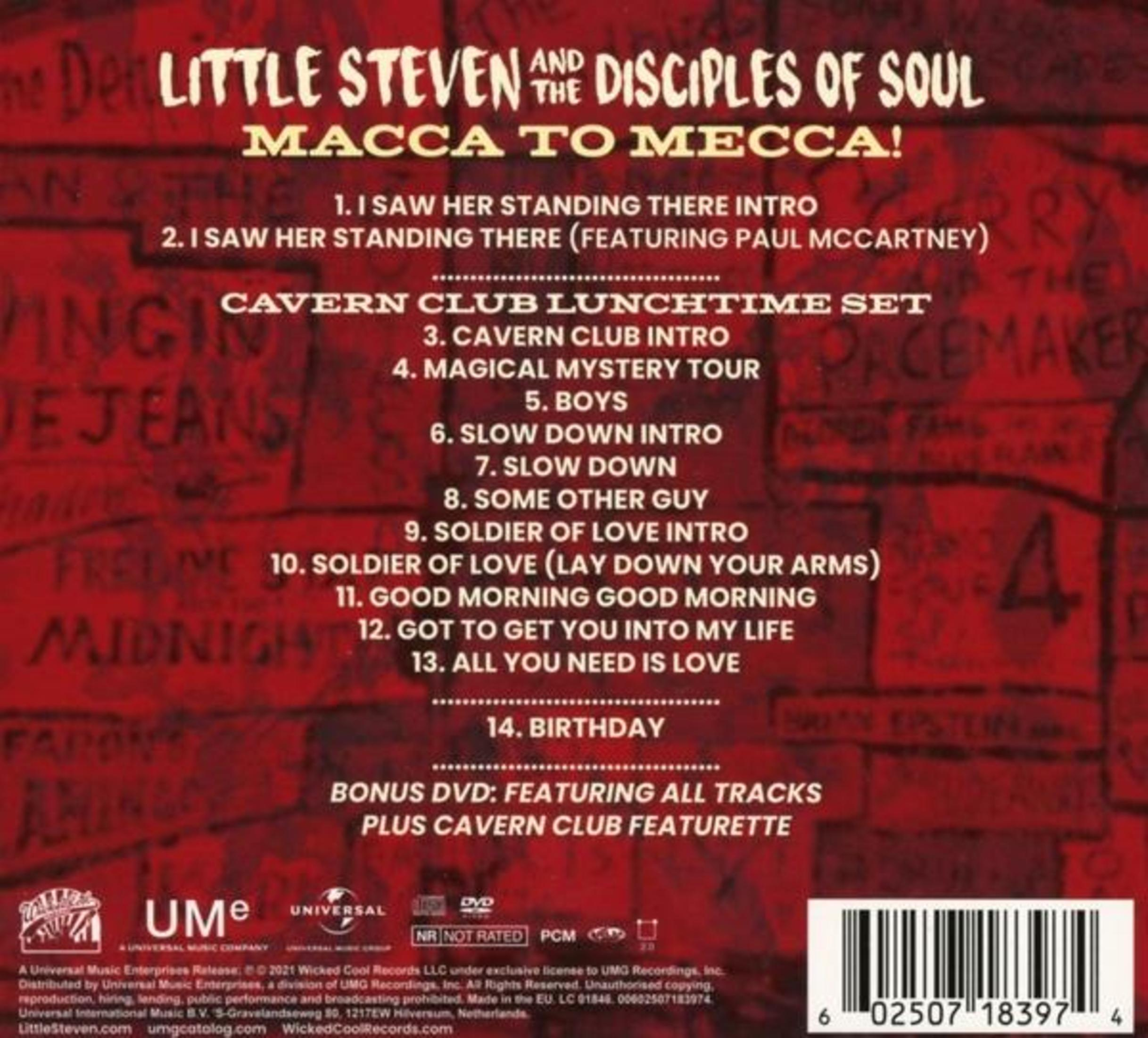 CD cover for Little Steven and The Disciples of Soul album. Lists songs and features Paul McCartney.