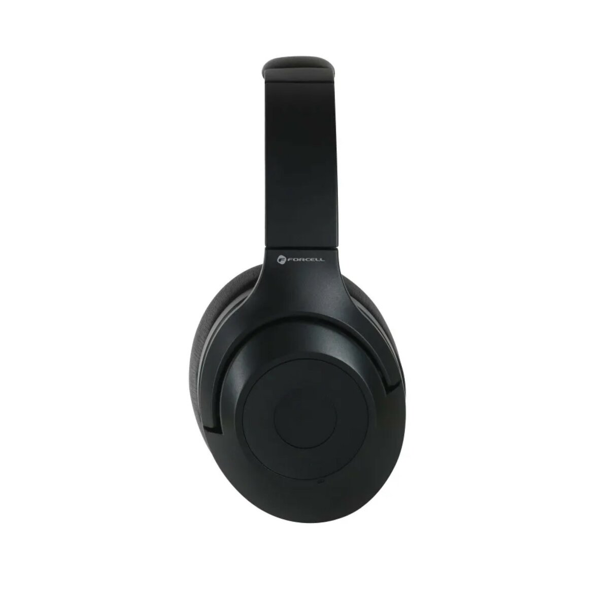 Schwarzer Over-Ear-Kopfhörer mit dem Logo 'FORCELL'. Die Kopfhörer befinden sich auf weißem Hintergrund. Die Ohrmuscheln sind groß und rund.