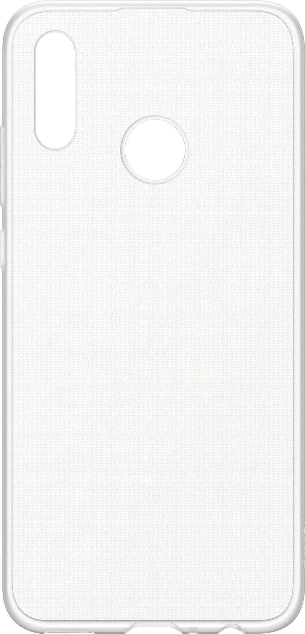 Eine transparente Handyhülle. Es gibt einen Kameraausschnitt und einen Kerbausschnitt, zusammen mit den Tasten des Telefons und einer strukturierten Oberfläche.