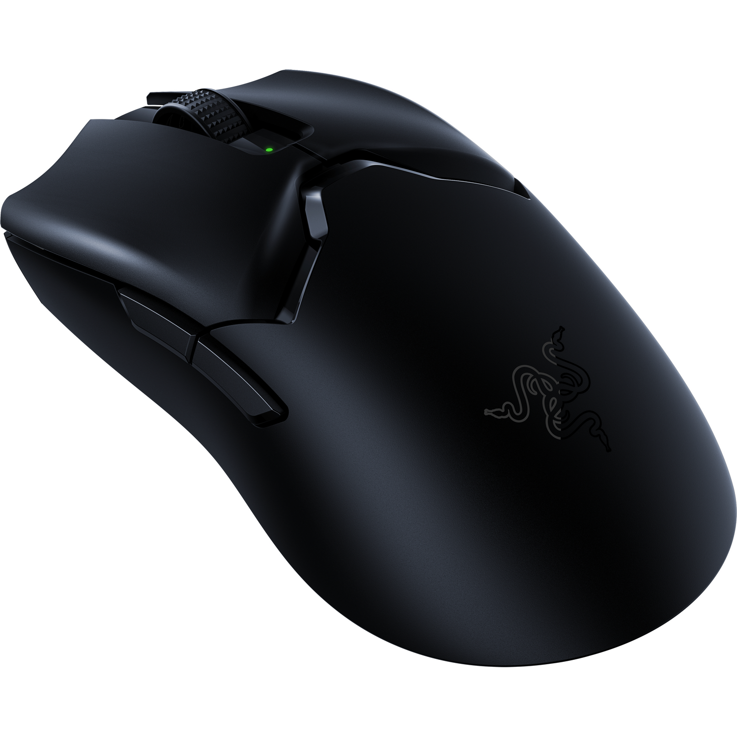 Czarna mysz gamingowa Razer Viper. Posiada przyciski boczne, kółko przewijania i logo Razer.