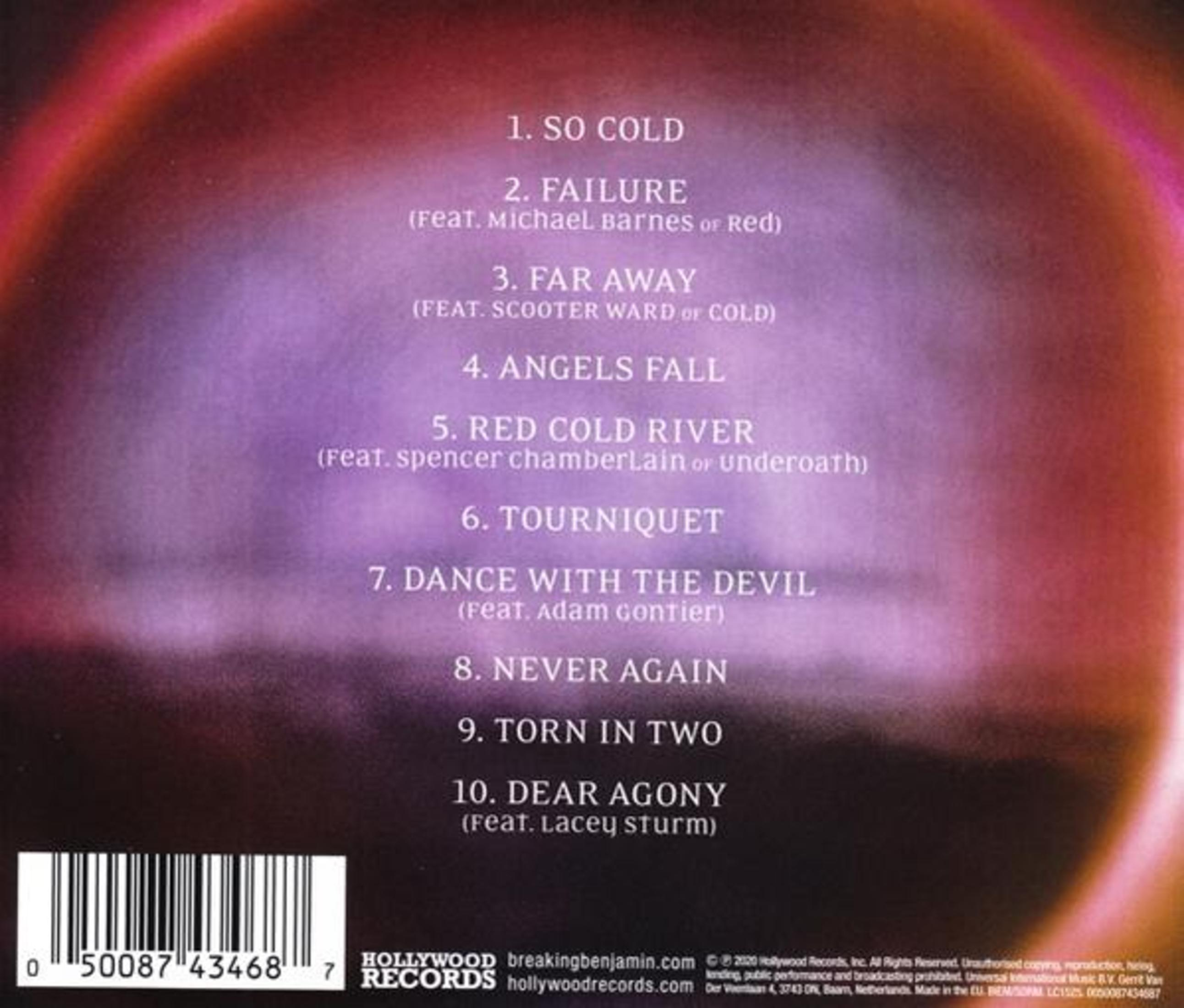 Albumcover mit Titelliste auf lila Hintergrund. Die Titelliste enthält Songtitel und vorgestellte Künstler.