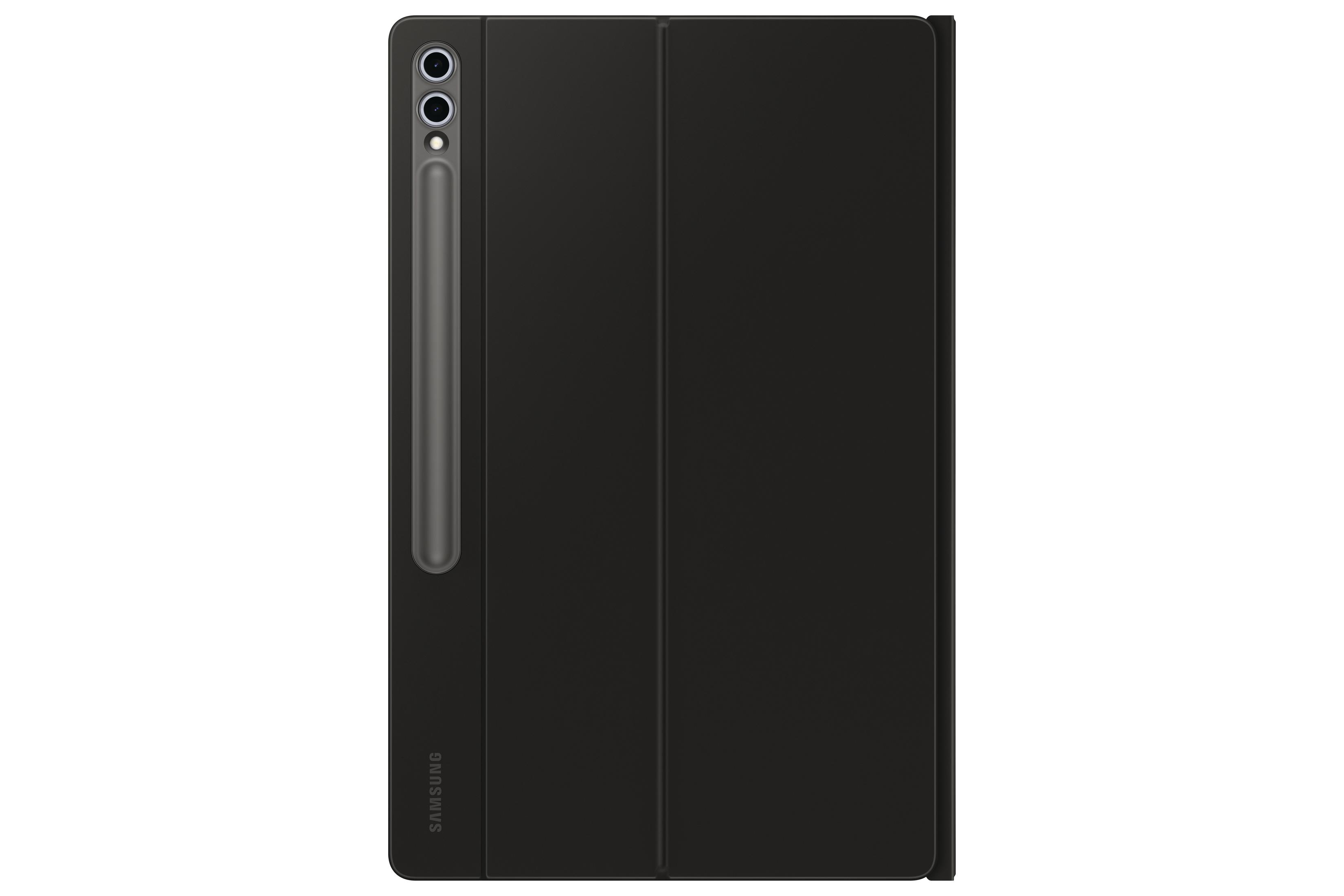 Custodia nera per tablet con portapenne e logo Samsung su sfondo bianco.