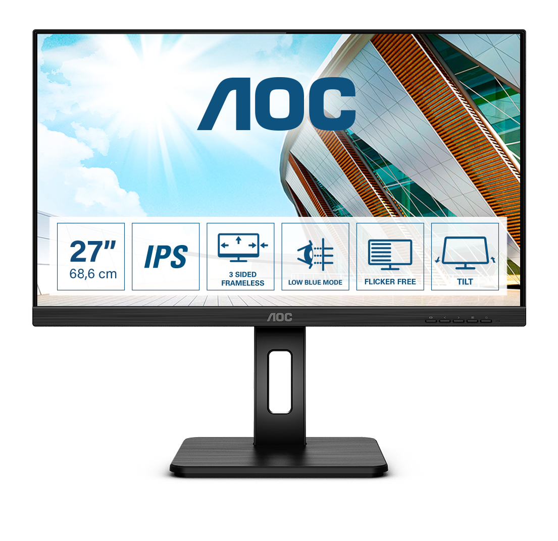 AOC Q27P2Q Pivot Vesa 27 inç WQHD 4 ms 75 Hz Monitör Siyah