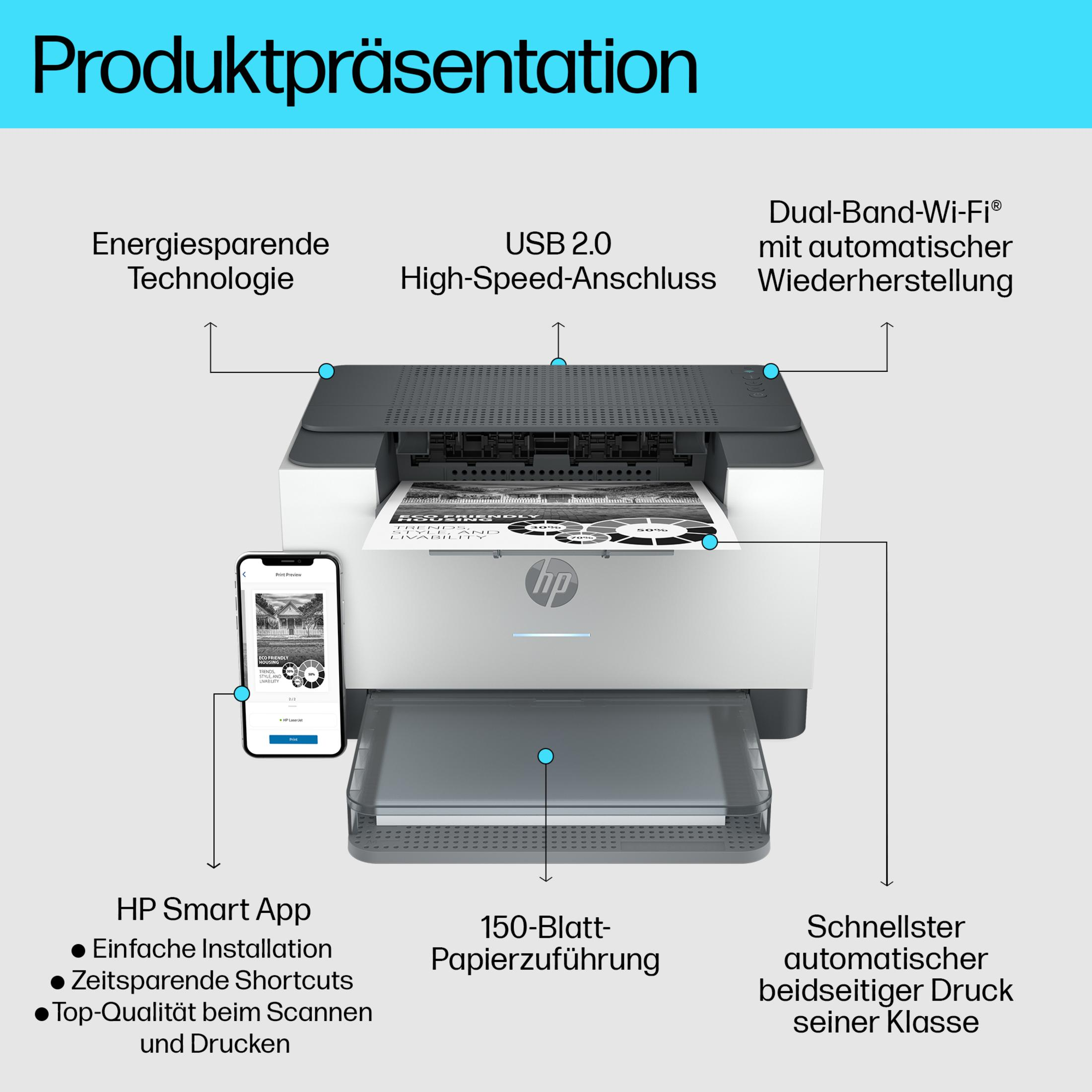 Une imprimante avec des fonctionnalités telles que la technologie économe en énergie, USB 2.0, Wi-Fi double bande, HP Smart App.