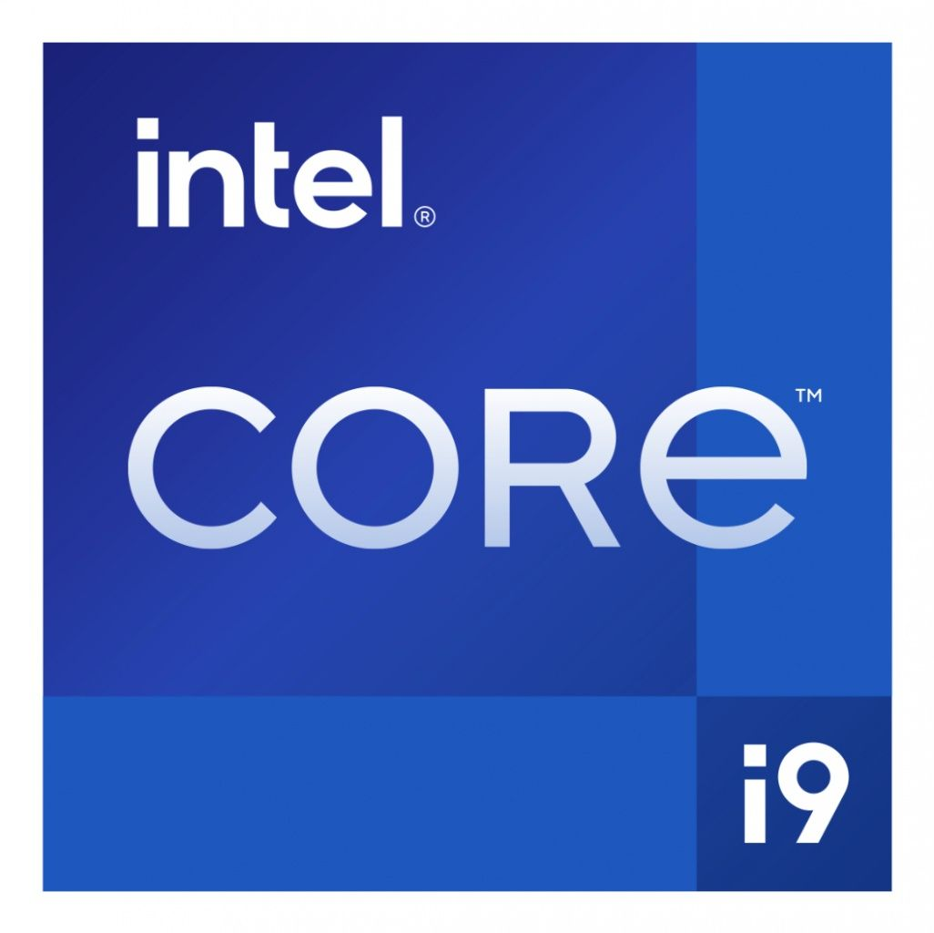 Logo Intel Core i9 na niebieskim tle. Słowo 'intel' u góry, 'CORE' w środku i 'i9' na dole.