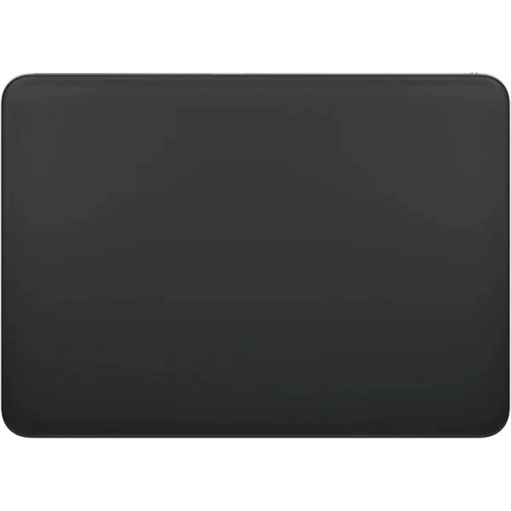 Prostokątny, ciemnoszary obiekt z zaokrąglonymi rogami, prawdopodobnie urządzenie technologiczne, takie jak tablet lub podkładka.