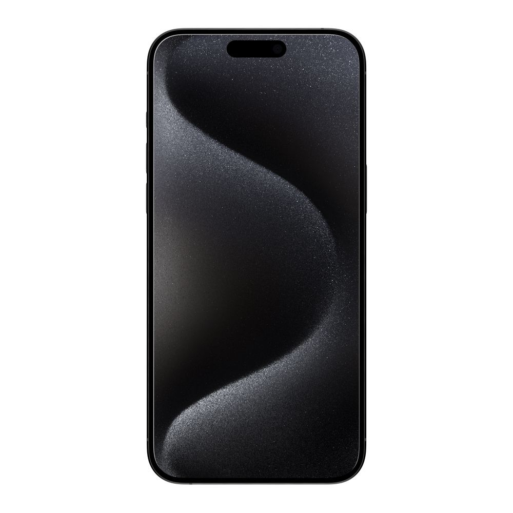 Uno smartphone nero mostra un design ondulato sullo schermo. Il telefono ha un bordo arrotondato, con un ritaglio per la fotocamera in alto.