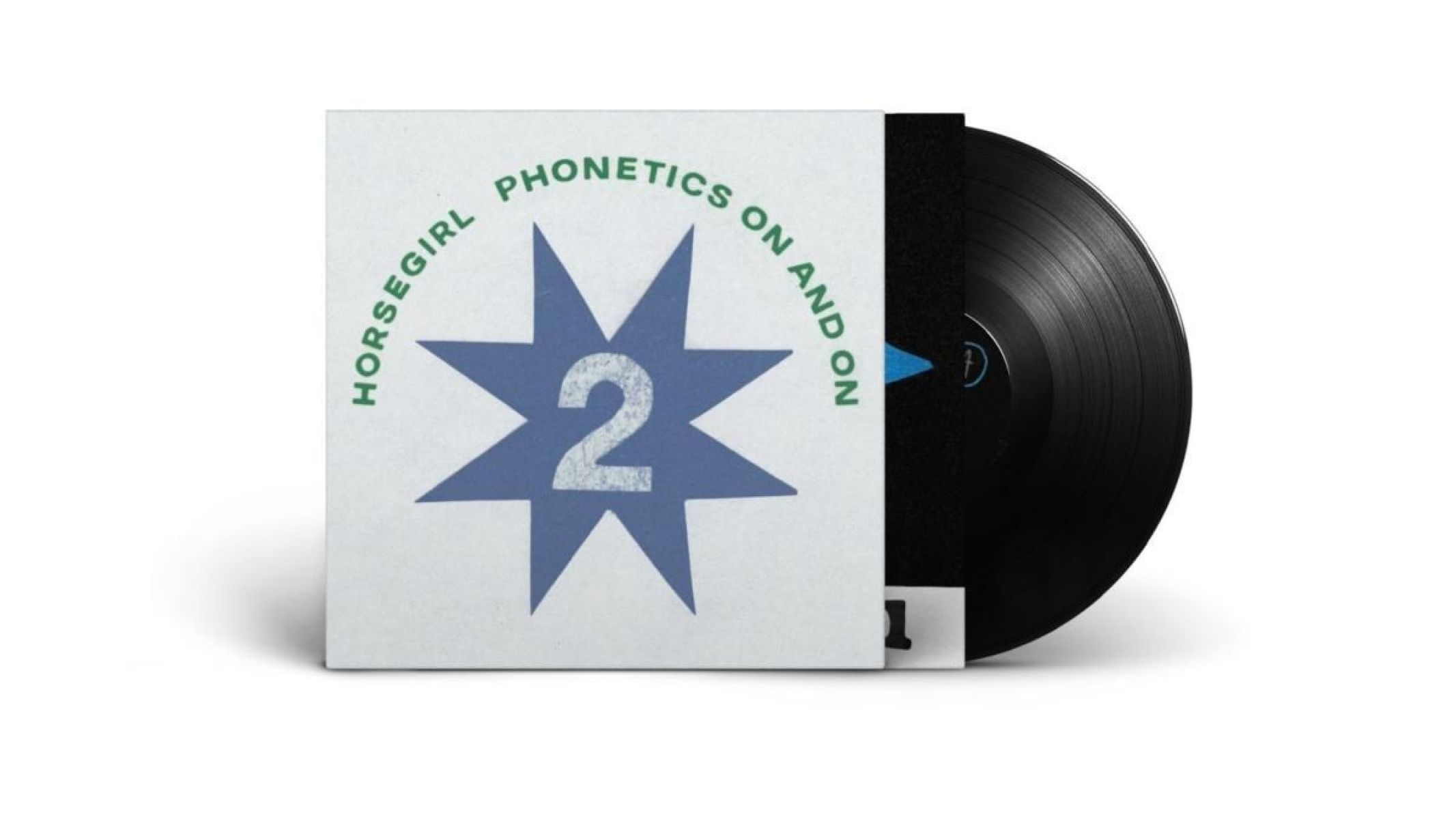 Copertina dell'album con una stella blu e il numero 2. Il testo recita 'Horsegirl Phonetics on and on'. È visibile un disco in vinile nero.