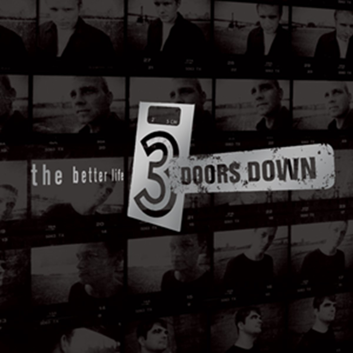 Copertina dell'album '3 Doors Down - The Better Life'. Presenta i membri della band in una striscia fotografica, con nome e titolo dell'album.