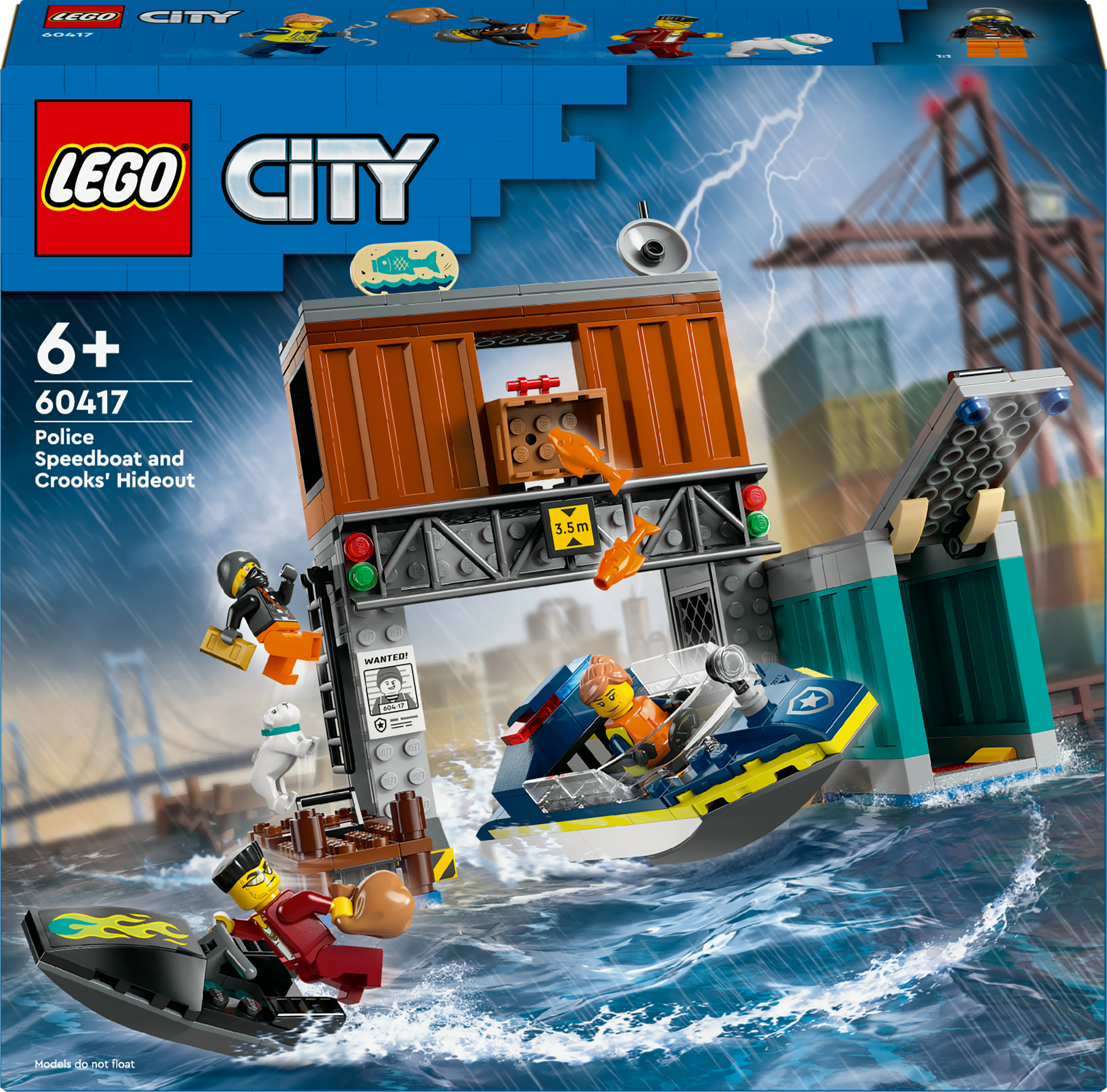 LEGO City 60417 Police Speedboat and Crooks' Hideout