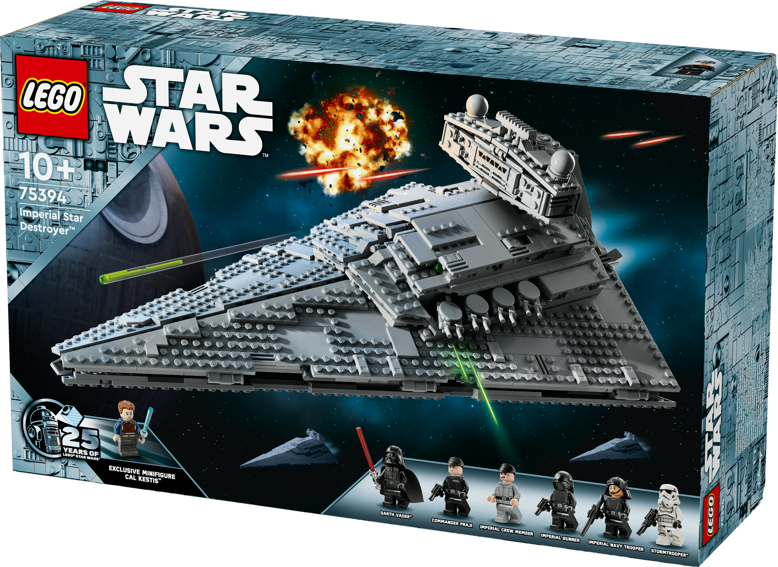 Pudełko Lego Star Wars Imperial Star Destroyer. Zawiera statek, minifigurki i eksplozje.