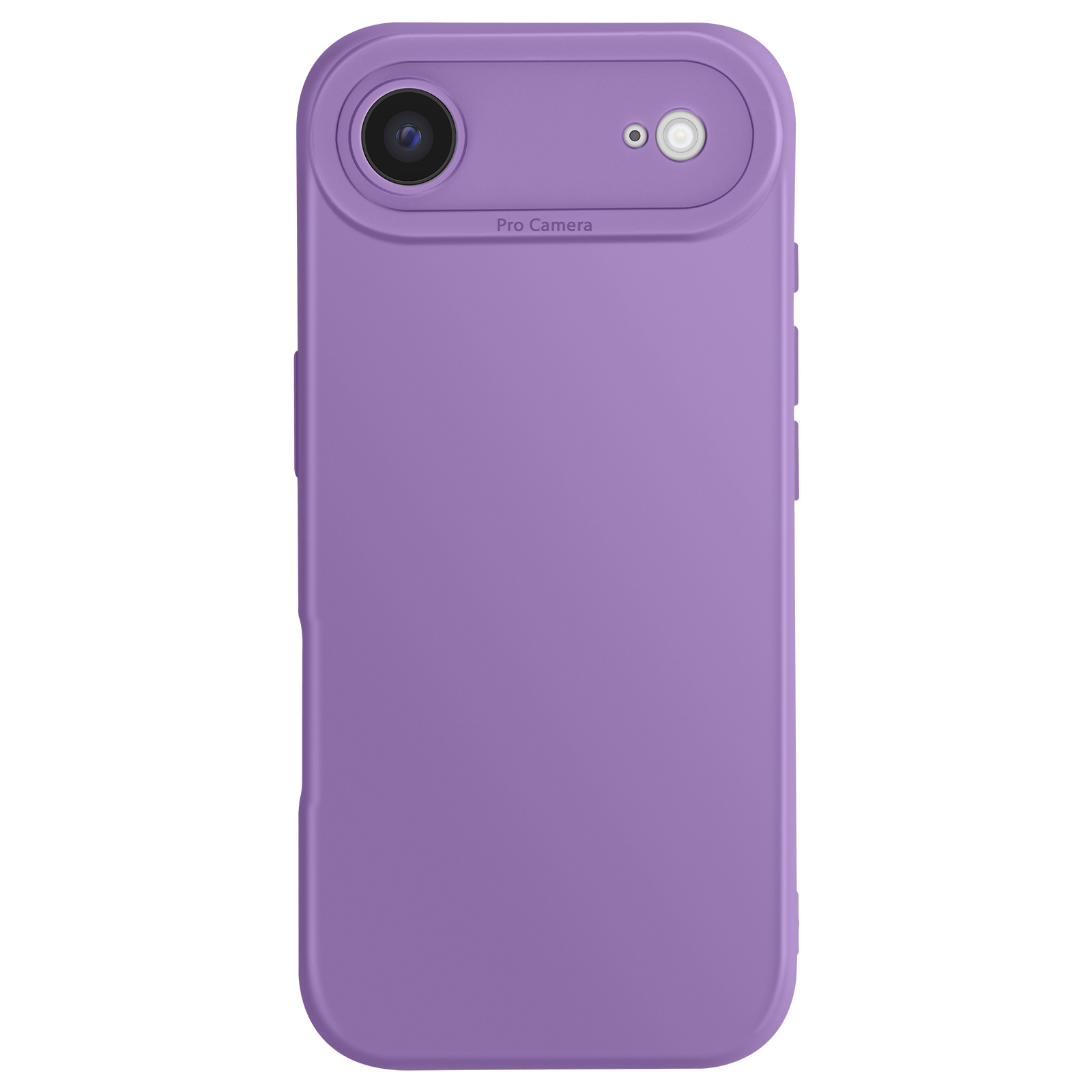 Une coque de téléphone violette avec des découpes pour l'appareil photo. La coque dit 'Pro Camera'.