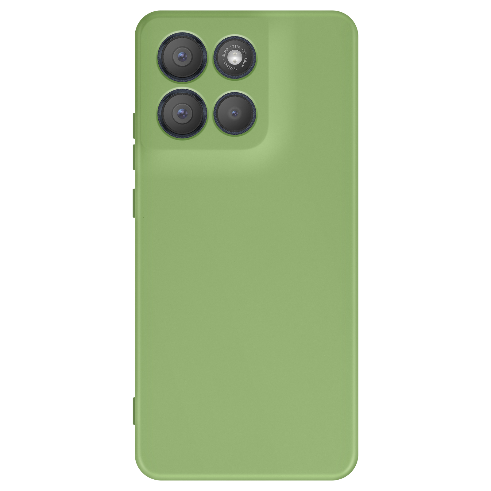 Dos de smartphone vert avec quatre objectifs de caméra. Le téléphone est de couleur vert clair.