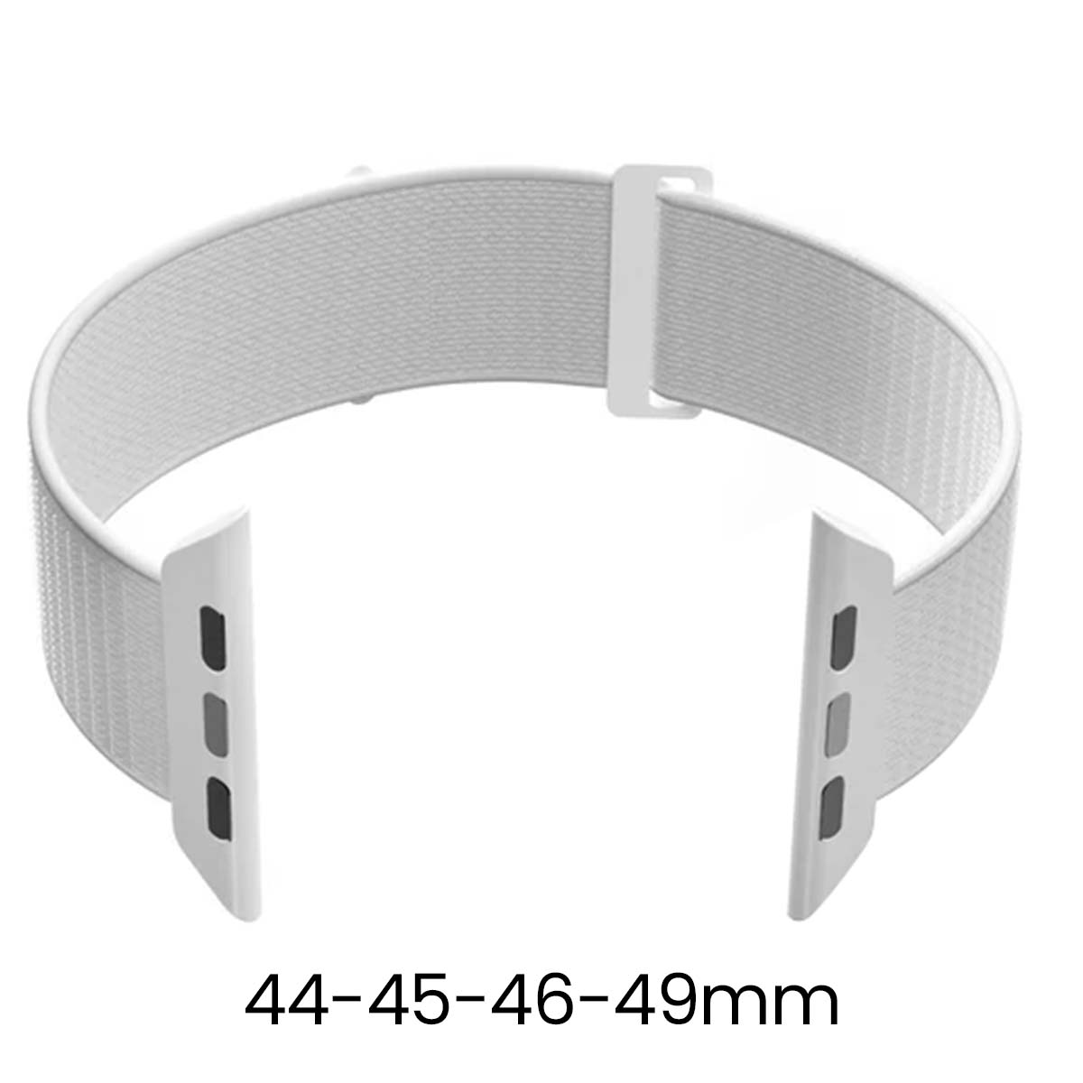 Biały pasek do Apple Watch. Wykonany z tkanego materiału, posiada zapięcie. Pasek pasuje do zegarków 44-49mm.