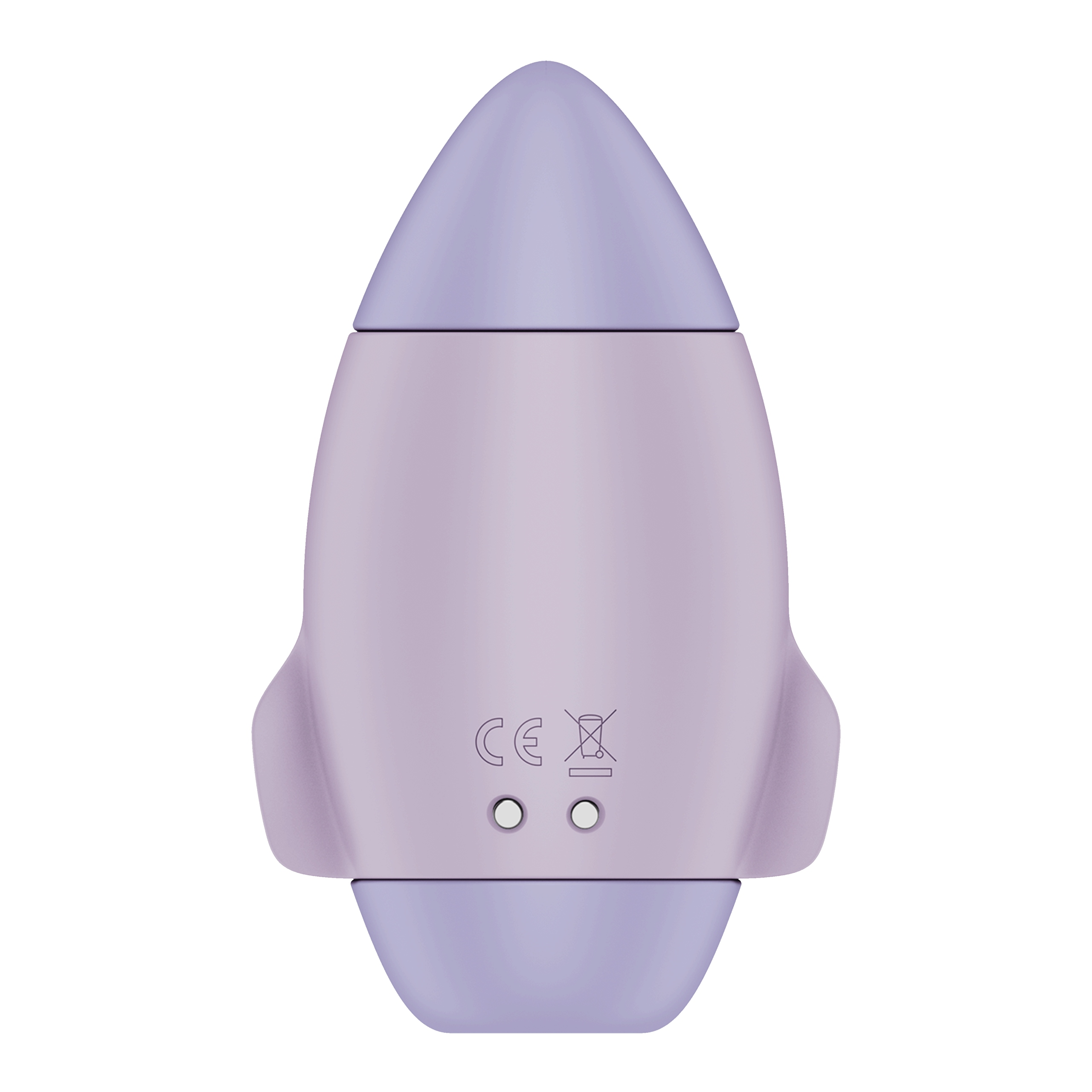 Jasnofioletowy obiekt w kształcie rakiety, z zaokrąglonymi krawędziami. Ma stożkowy wierzchołek i dwa małe okrągłe guziki.