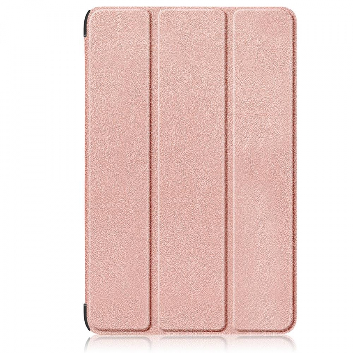 Gezeigt wird eine rosa Tablet-Hülle mit drei Paneelen. Sie hat eine strukturierte Oberfläche und einen schwarzen Rand. Der Hintergrund ist weiß.