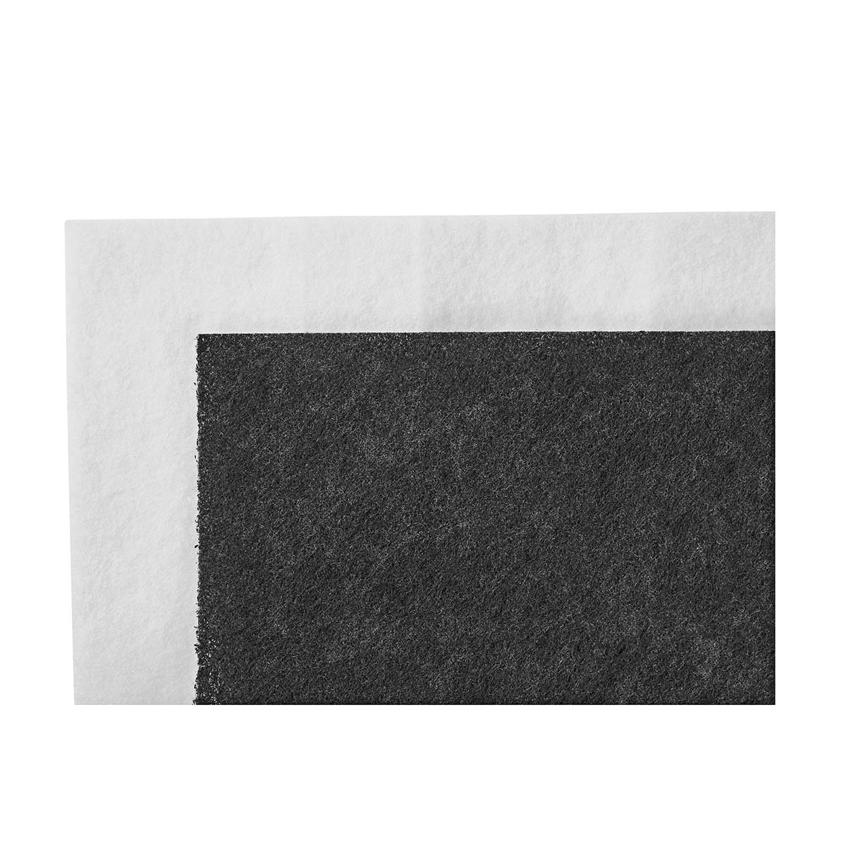 An image shows two rectangular sheets. One is white, the other is dark gray and fuzzy. They are placed together.