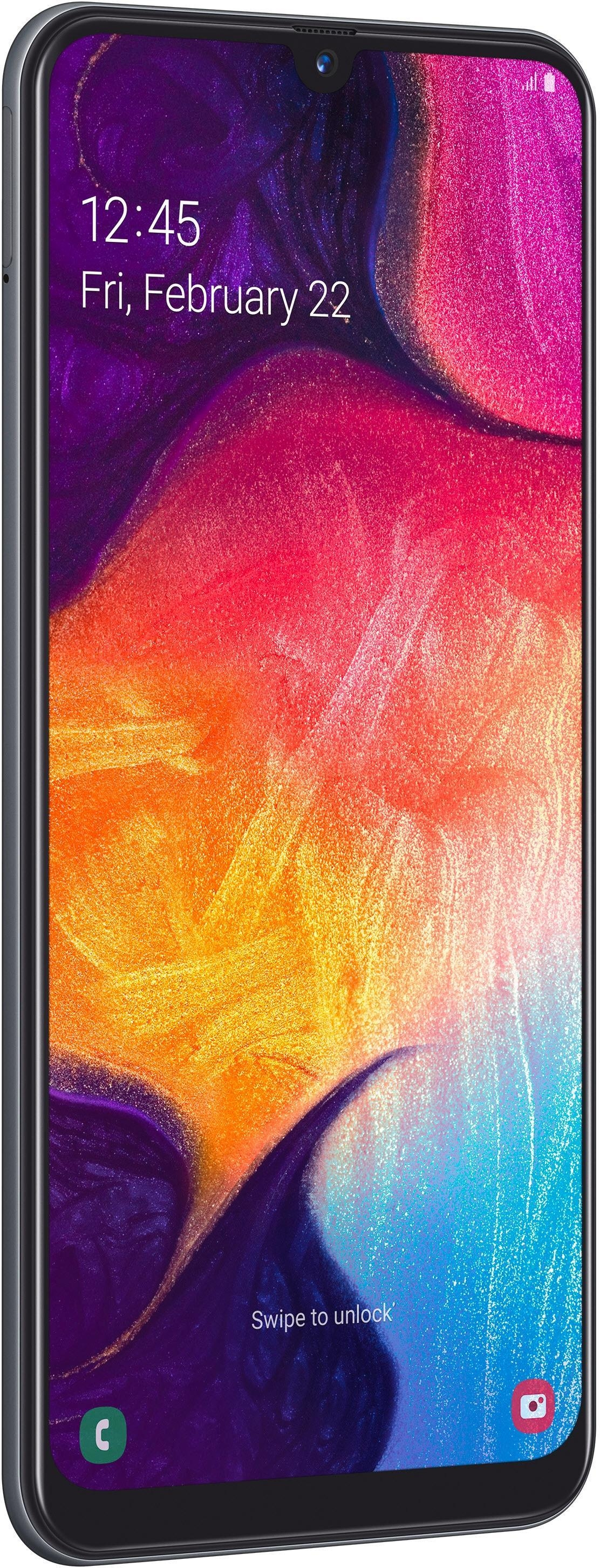 Ekran smartfona pokazuje kolorowe, abstrakcyjne tło z godziną 12:45 i datą Piątek, 22 lutego. Przesuń, aby odblokować.