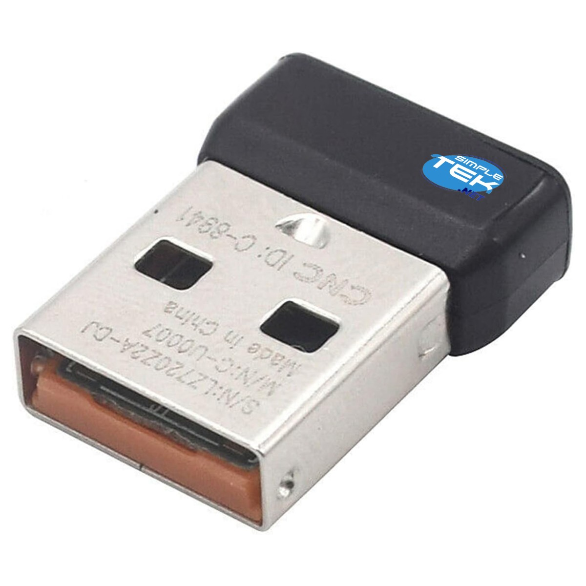 Siyah plastik üstü ve gümüş metal tabanı olan bir USB dongle. Ürün kimliği ve üretici gibi detaylar görülebilir.