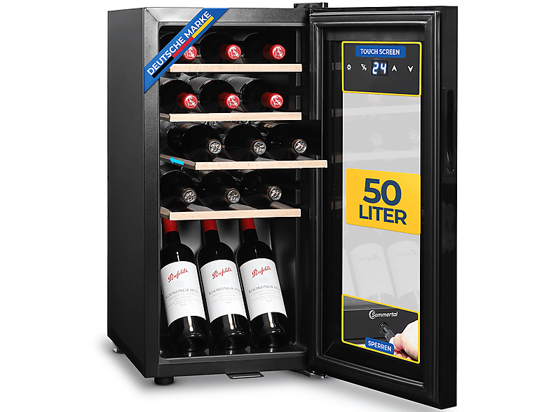 SOMMERTAL WK50 Weinkühlschrank (EEK -, Schwarz)