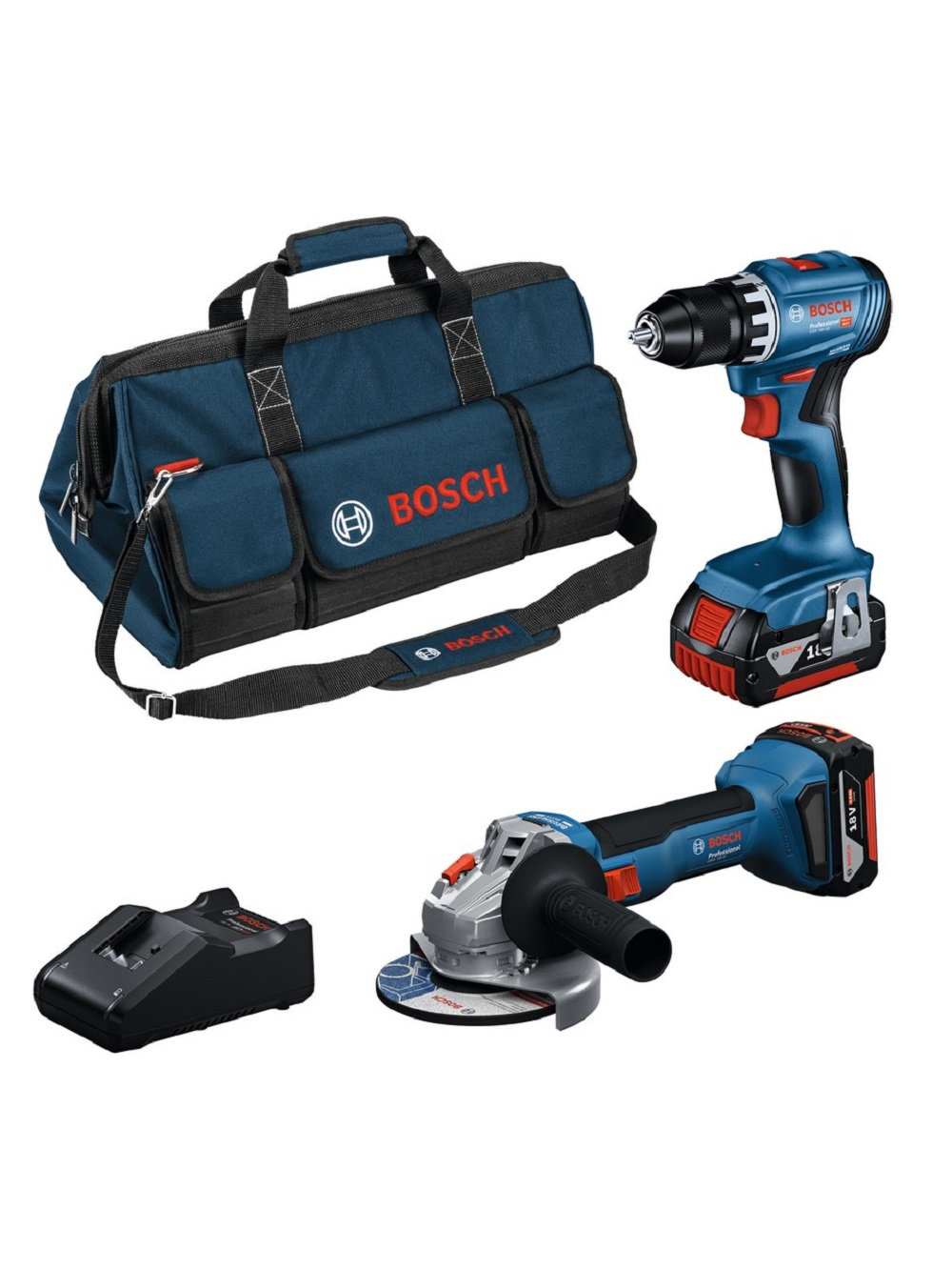 BOSCH GSR 18V-45 Akülü Vidalama + GWS 18V-8 Akülü Taşlama 2 x 4 Ah Akülü Kombo Set