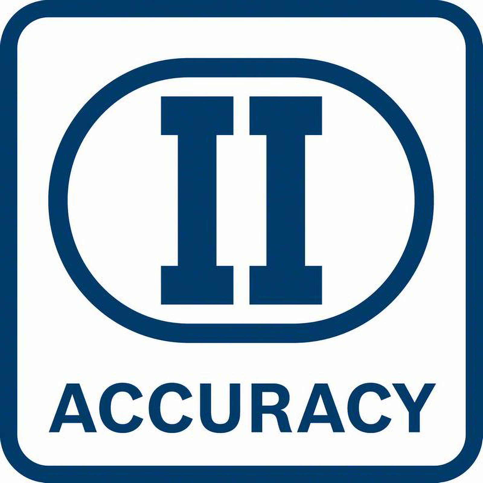 Görselde mavi ve beyaz bir logo var. Bir daire içinde iki dikey 'II' şekli ve altında 'ACCURACY' yazısı bulunuyor.