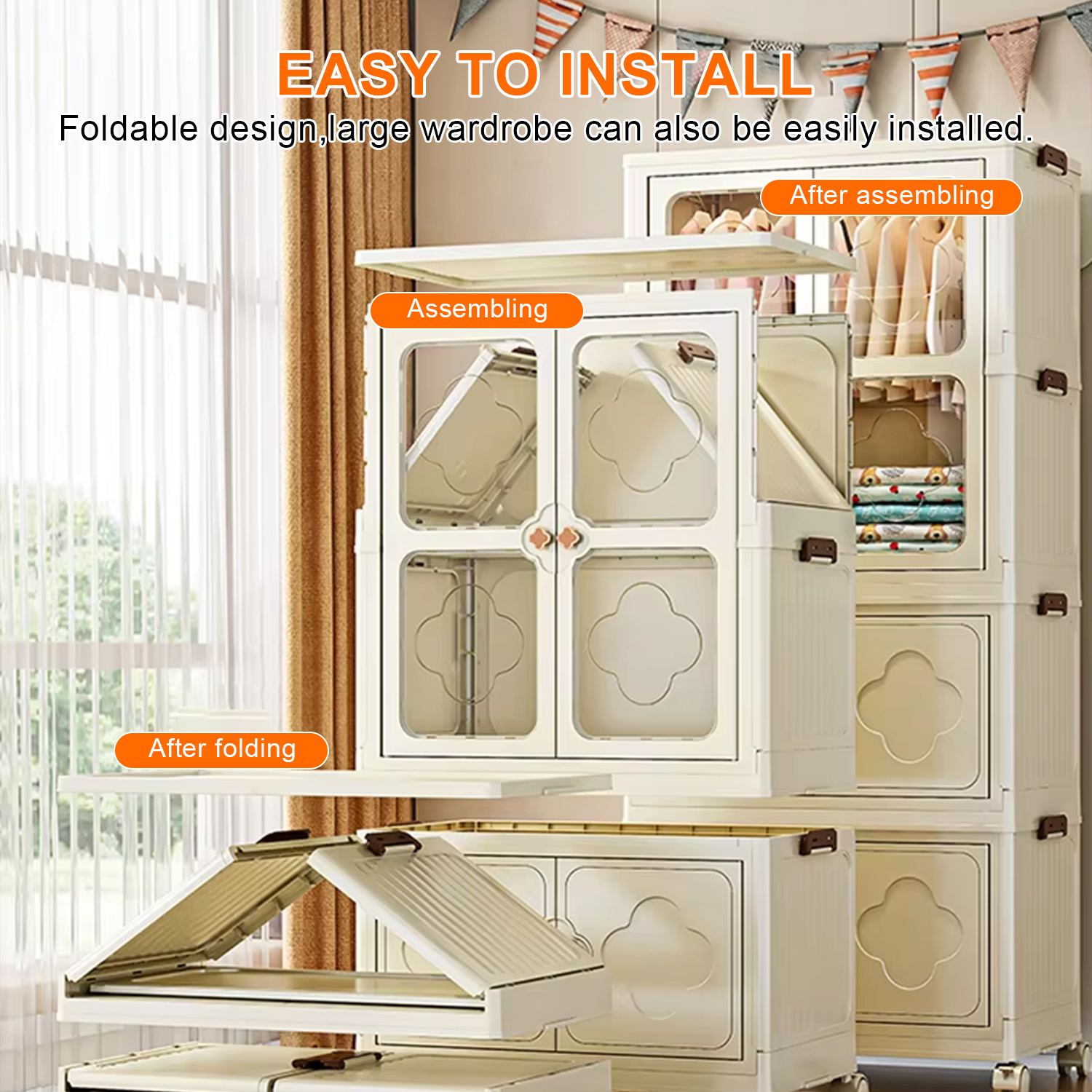 SEVEN COMFORT Faltbar Kleiderschrank 65 x 39 x 143 cm Stand- / Wandschränke