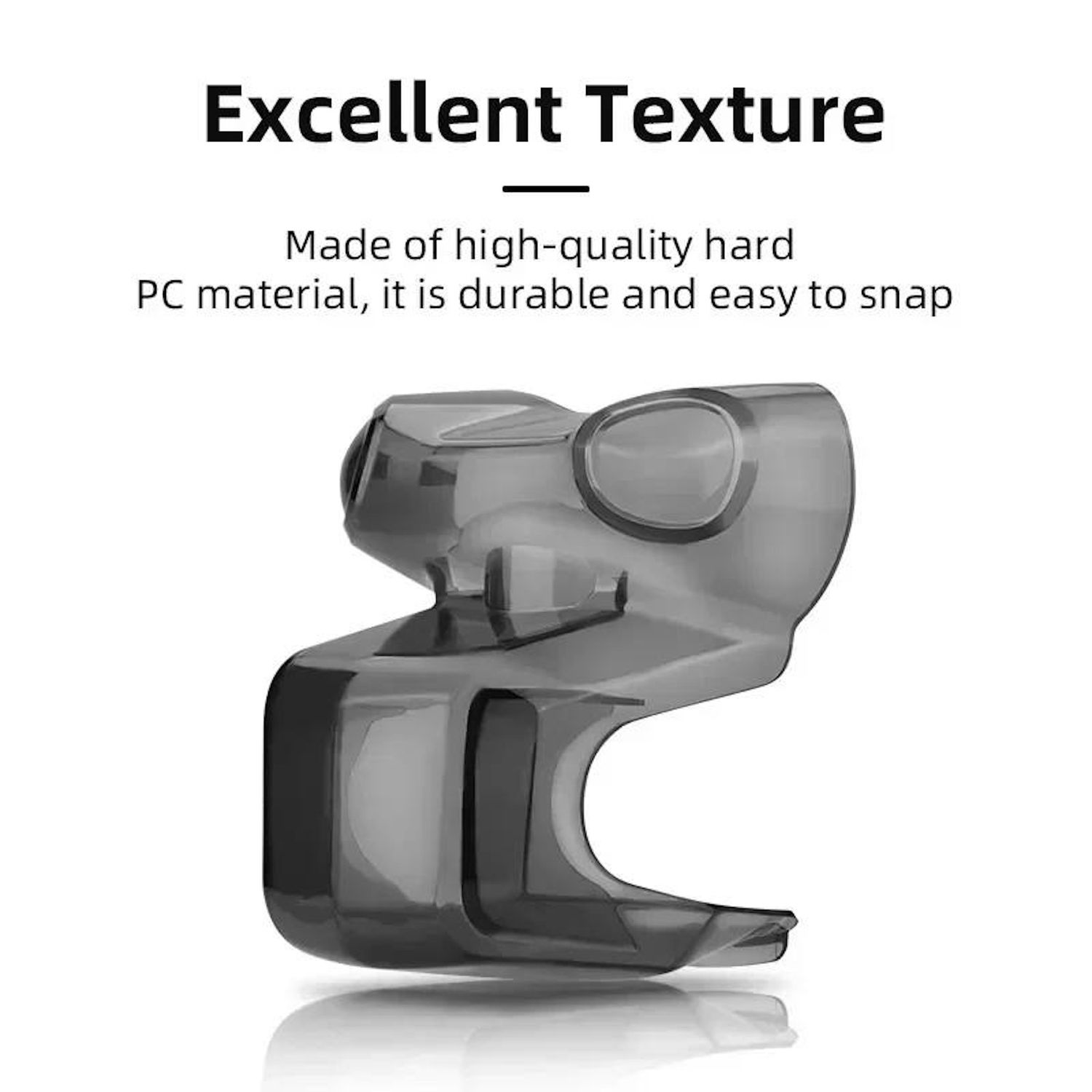 Un dispositivo a clip in plastica grigia. In alto c'è scritto 'Excellent Texture'. Il dispositivo è resistente e facile da agganciare.