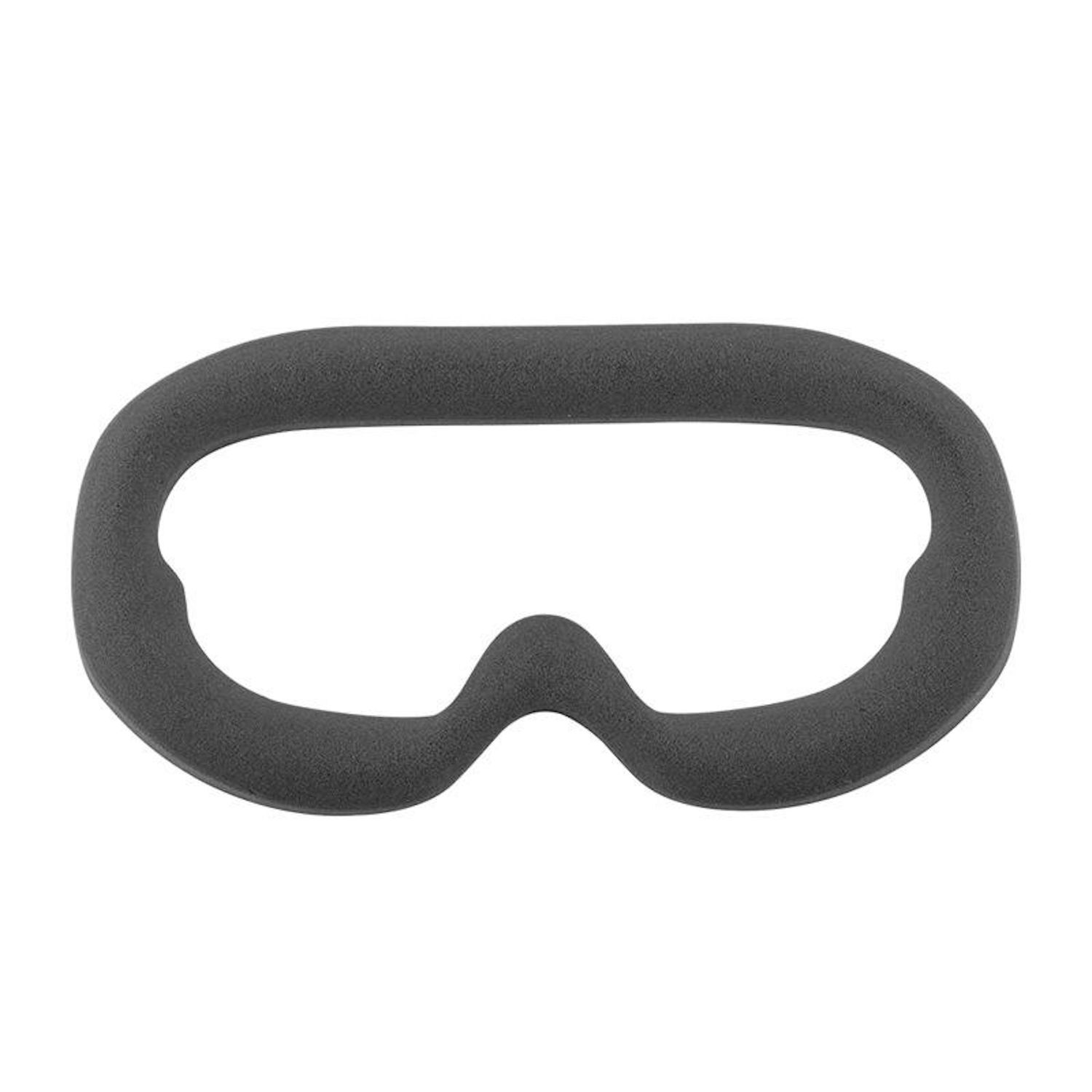 Eine graue VR-Headset-Schnittstelle aus Schaumstoff. Sie hat eine gebogene Form mit einem Ausschnitt für den Nasensteg.