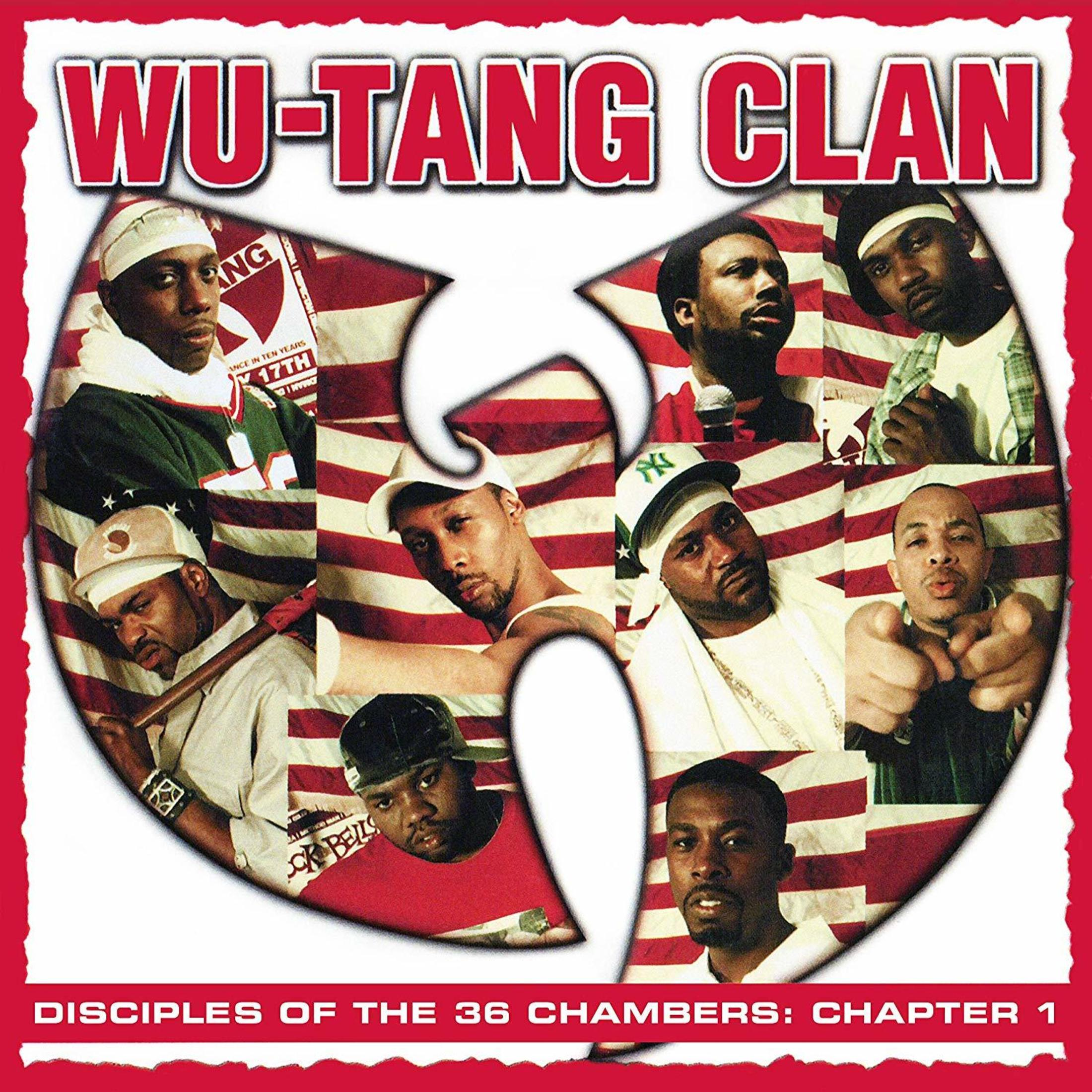 Albumcover von Wu-Tang Clan. Gesichter der Bandmitglieder vor einer amerikanischen Flagge. Titeltext in Rot.