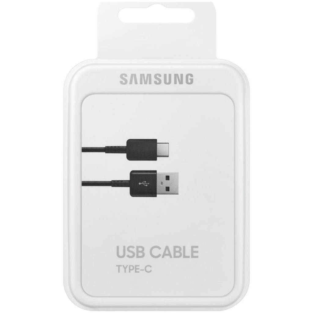 Een Samsung USB Type-C kabel in een witte verpakking. De verpakking heeft het Samsung logo en de tekst 'USB CABLE TYPE-C'.