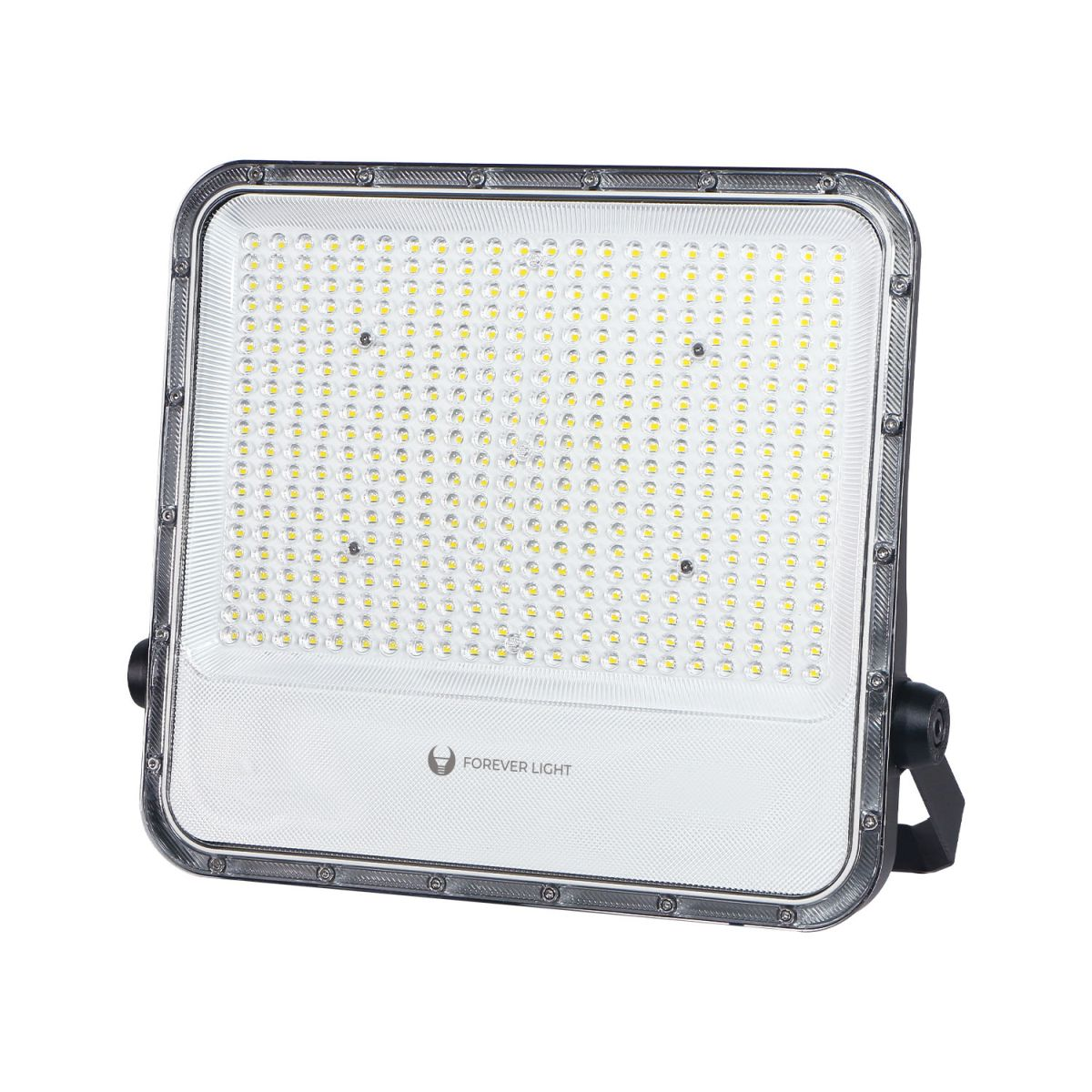 Ein rechteckiger LED-Strahler mit silbernem Rahmen und einem Forever Light-Logo in der unteren Mitte.