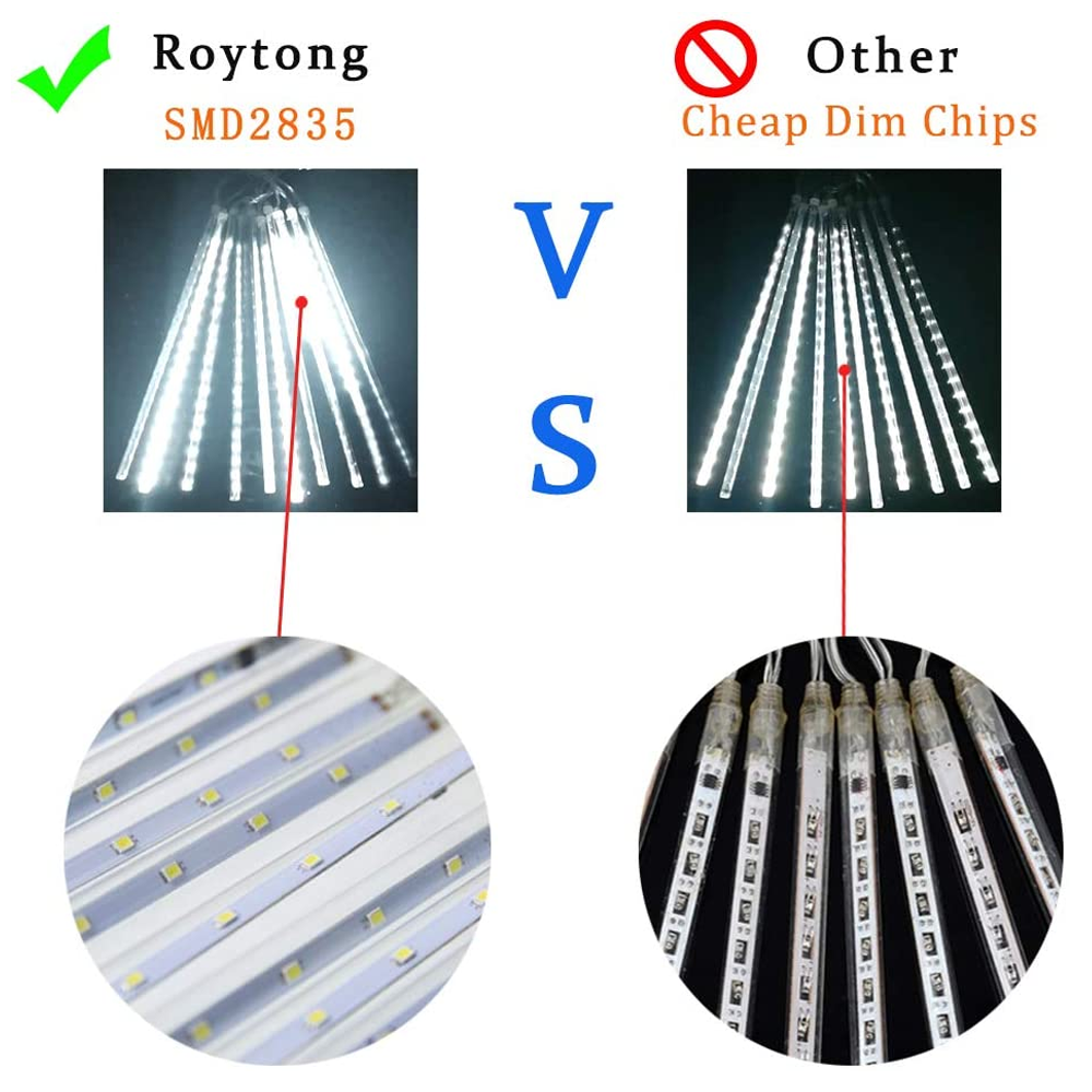 Vergleich von Roytong SMD2835 und anderen billigen Dim-Chips. Links eine Nahaufnahme des SMD2835, rechts des anderen.