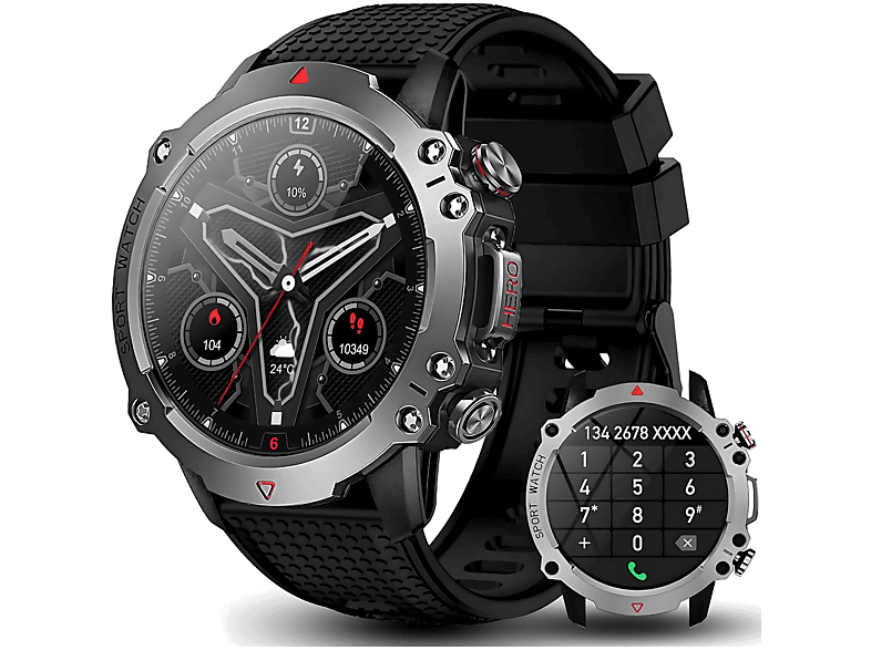 MANIKE K Serie Enigma Radiant Smartwatch stainless steel Silikon, 140 - 210 mm, Schwarz