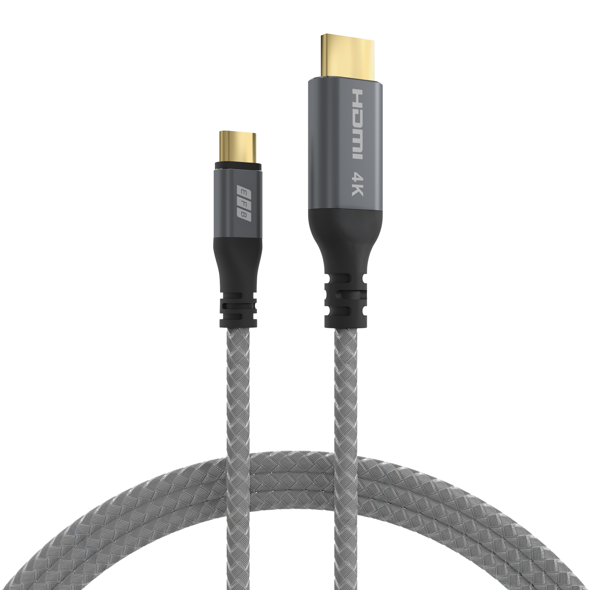 Zwei HDMI-Kabel mit Goldanschlüssen. Auf dem rechten Kabel steht "HDMI 4K". Die Kabel sind grau.