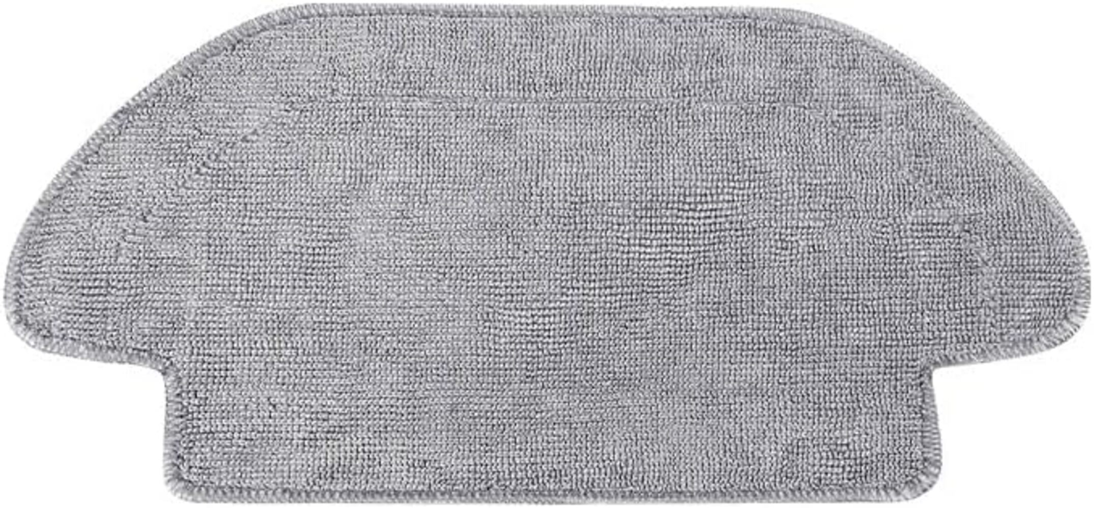 Una almohadilla de limpieza gris de microfibra con parte superior redondeada y base rectangular, probablemente para un robot aspirador.