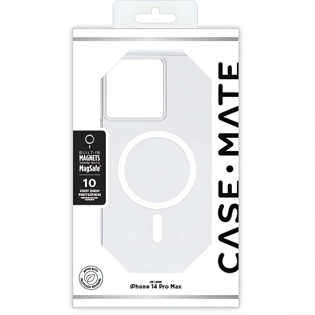 Una custodia trasparente per telefono in confezione. Include MagSafe, protezione contro le cadute da 10 piedi e materiale riciclato. Case Mate.